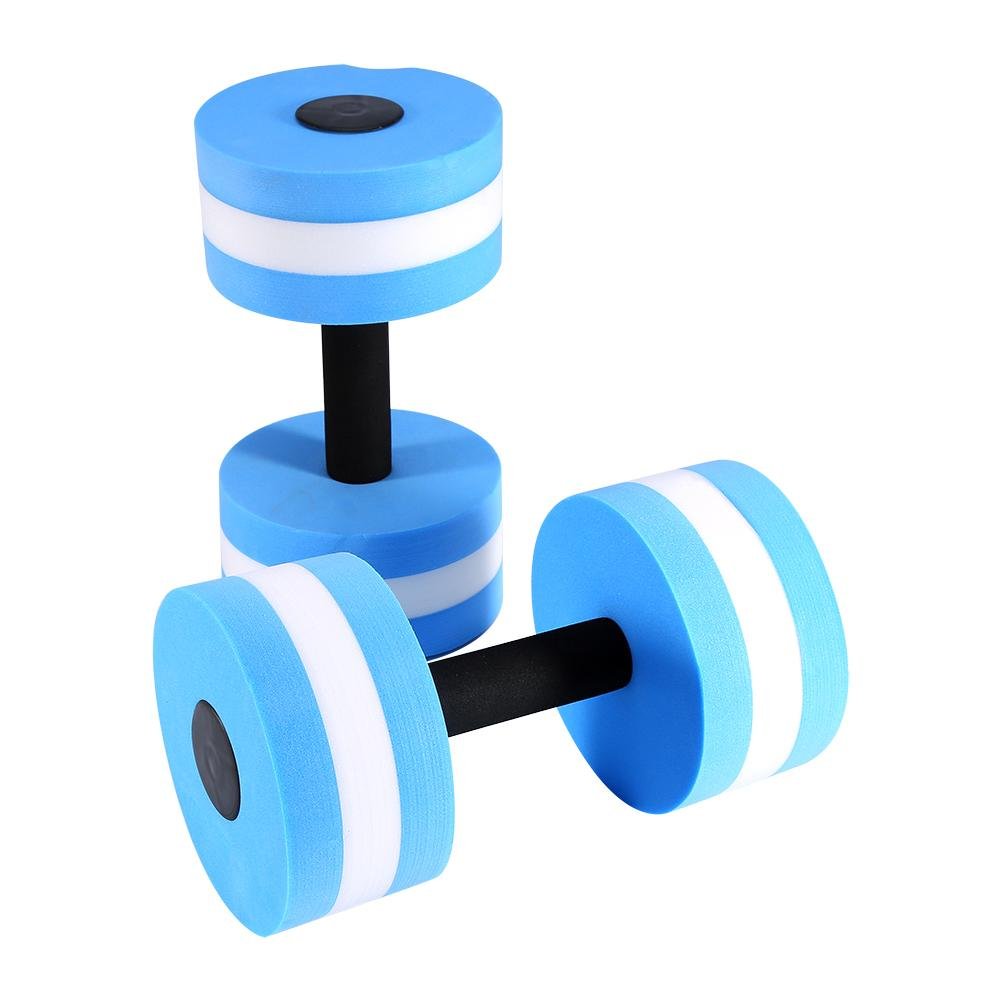 Aquatic Exercise Dumbbells, EVA Swimming Pool Fitness Barbells for Water Aerobics, Set of 2, Blue - Perfect for Pool Workouts and Aqua Fitness Training