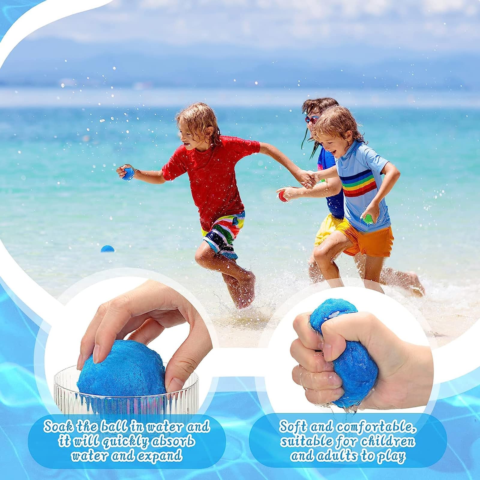 **36 Pack Reusable Sponge Water Balloons - Colorful Splash Balls for Water Games, Pool Parties, Beach Fun & Outdoor Activities**