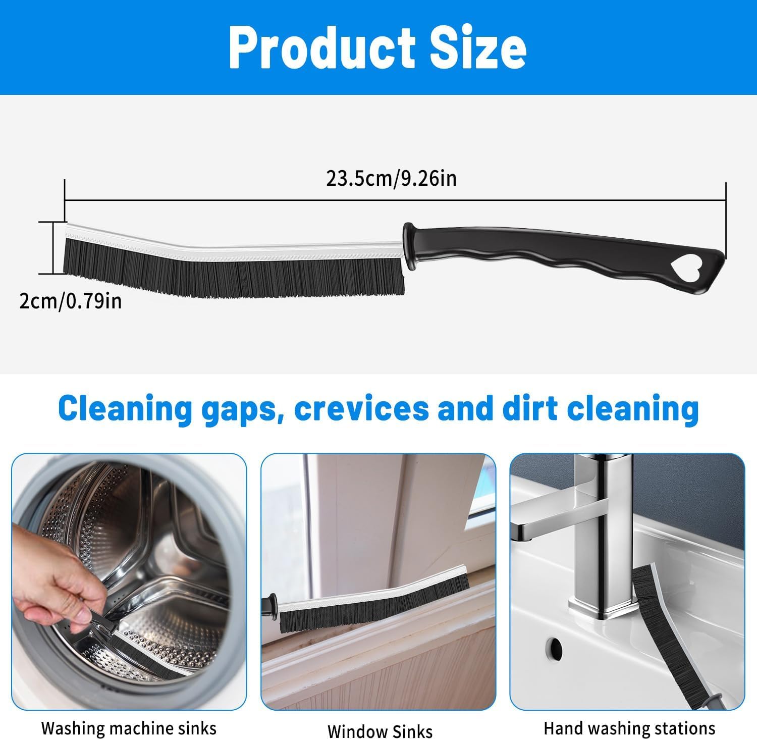 Nestling 3-Piece Hard Bristle Crevice Cleaning Brush Set - Deep Cleaning for Kitchen, Bathroom, Windows, Tiles & Hard-to-Reach Areas | Perfect for Shower Grout, Door Gaps & Appliance Cleaning