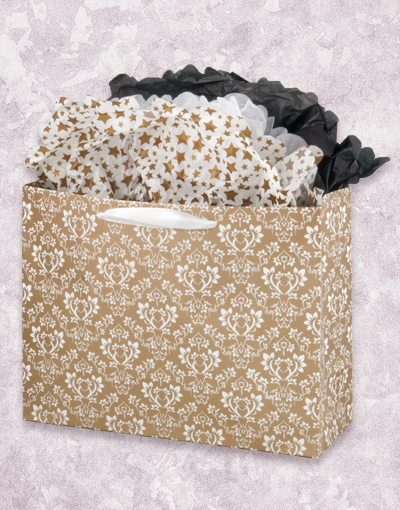 Luxury Gold Leaf Damask Gift Bags - Elegant Wedding, Birthday & Party Favor Pouches - Perfect for Bridal Showers, Baby Showers & Special Occasions