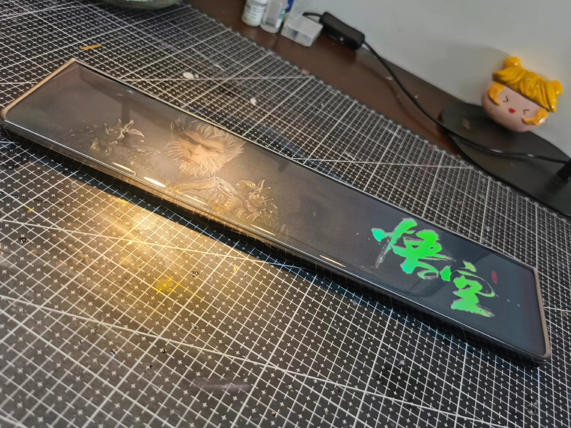 Black Myth: Wukong Themed Handmade Custom Resin Keyboard Wrist Rest - Ergonomic Gaming & Office Keyboard Accessory for Comfortable Typing - Perfect for PC Gamers and Programmers