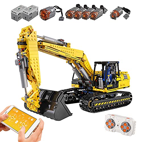 Mould King 13112 1:20 Scale RC Excavator Building Blocks Kit - 1830 Pcs Remote & APP Controlled Rechargeable Construction Digger Truck Toy for Kids & Adults - Perfect Gift for Birthday & Christmas - Fun STEM Learning & Construction Play