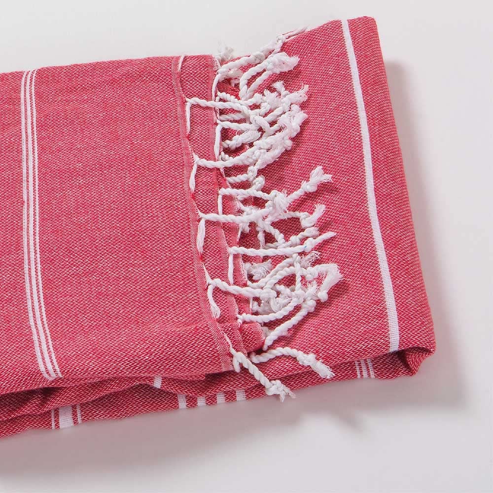 Turkish Beach Towel 37x68 - Quick Dry Sand-Free Cotton for Pool, Beach & Travel (Red)