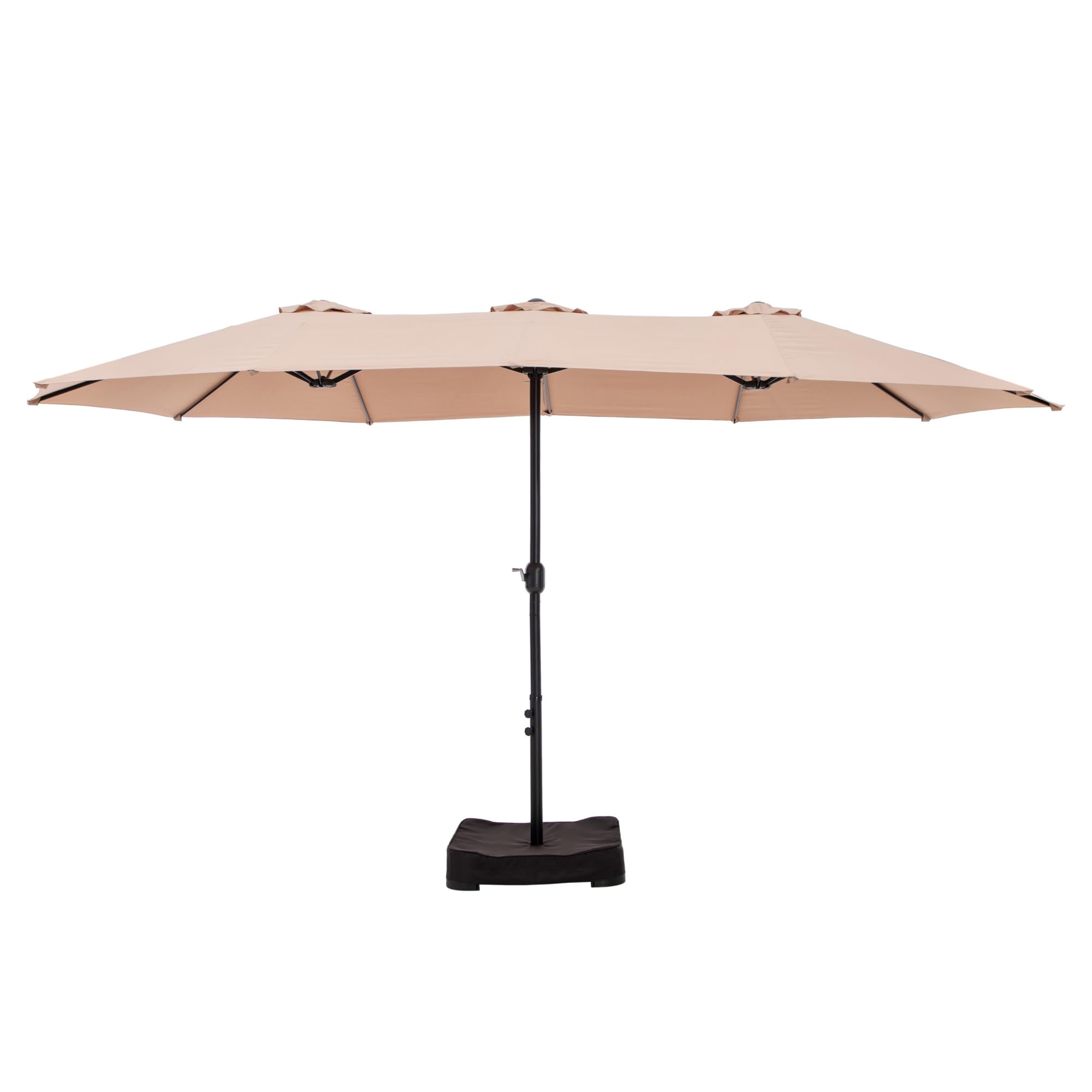 MFSTUDIO 15ft Double Sided Outdoor Patio Umbrella with Heavy Duty Base - Large Rectangular Market Umbrella with Easy Crank Handle - Perfect for Deck, Poolside, Garden, and Backyard Shade