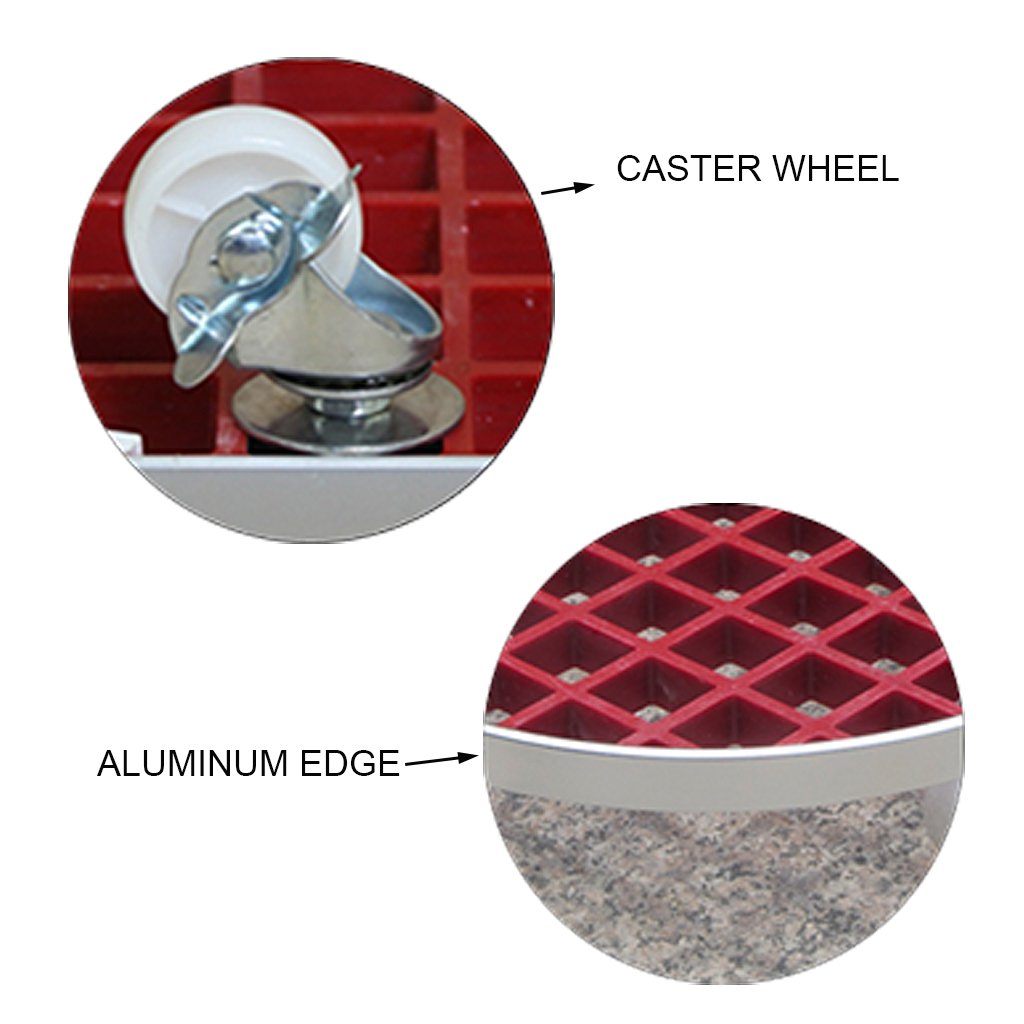 Heavy Duty FRP Plant Caddy with Industrial Casters - 17 Inch Round Plant Stand Dolly with Aluminum Edge for Moving Large Potted Plants | Indoor/Outdoor Garden, Nursery, Greenhouse & Home Decor Use (Red)