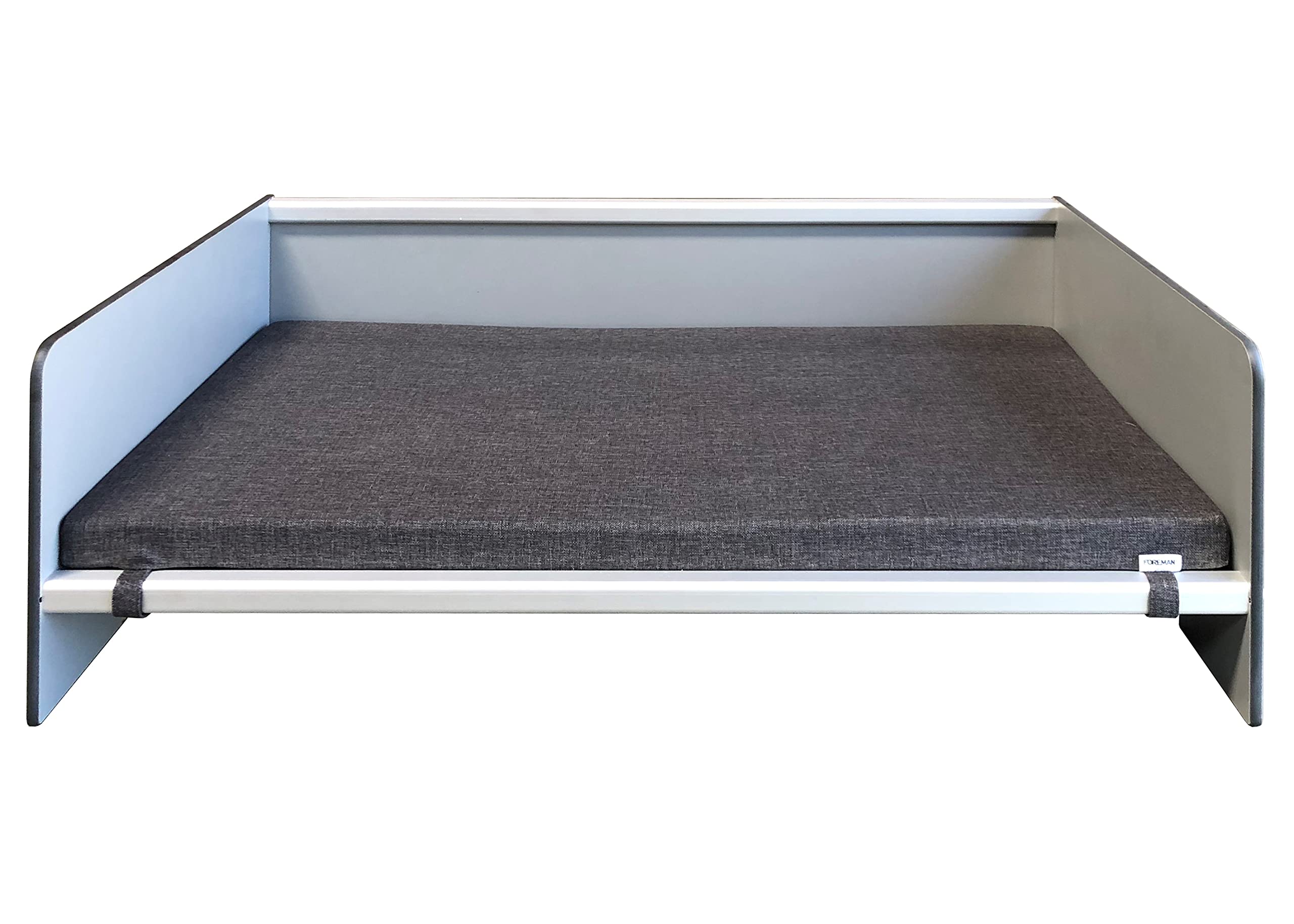 Foreman Waterproof Modern Comfort Dog Bed with Backrest - Durable Pet Bed for Dogs & Cats | Compact Laminate & Aluminum Frame | Dark Grey Mattress Included | Perfect for Living Room, Bedroom & Pet-Friendly Spaces
