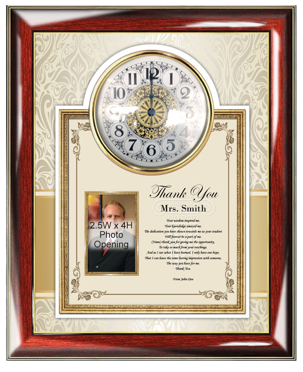 Personalized Teacher Appreciation Gift - Custom Engraved Poetry Plaque with Photo Frame & Clock - Perfect Thank You Present for Educators, Professors, Coaches & Mentors - Ideal for Retirement, Teacher's Day, End of Year Gifts & Office Decor