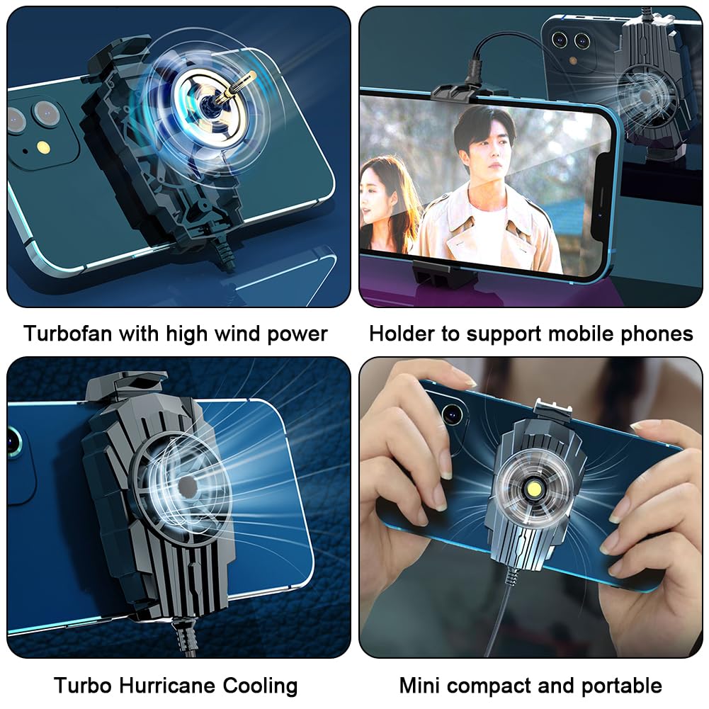 2 PCS Universal Phone Cooler for Gaming - Portable Smartphone Cooling Fan with Radiator, Prevent Overheating for iPhone, Android | Perfect for Gaming, Streaming & Long Usage