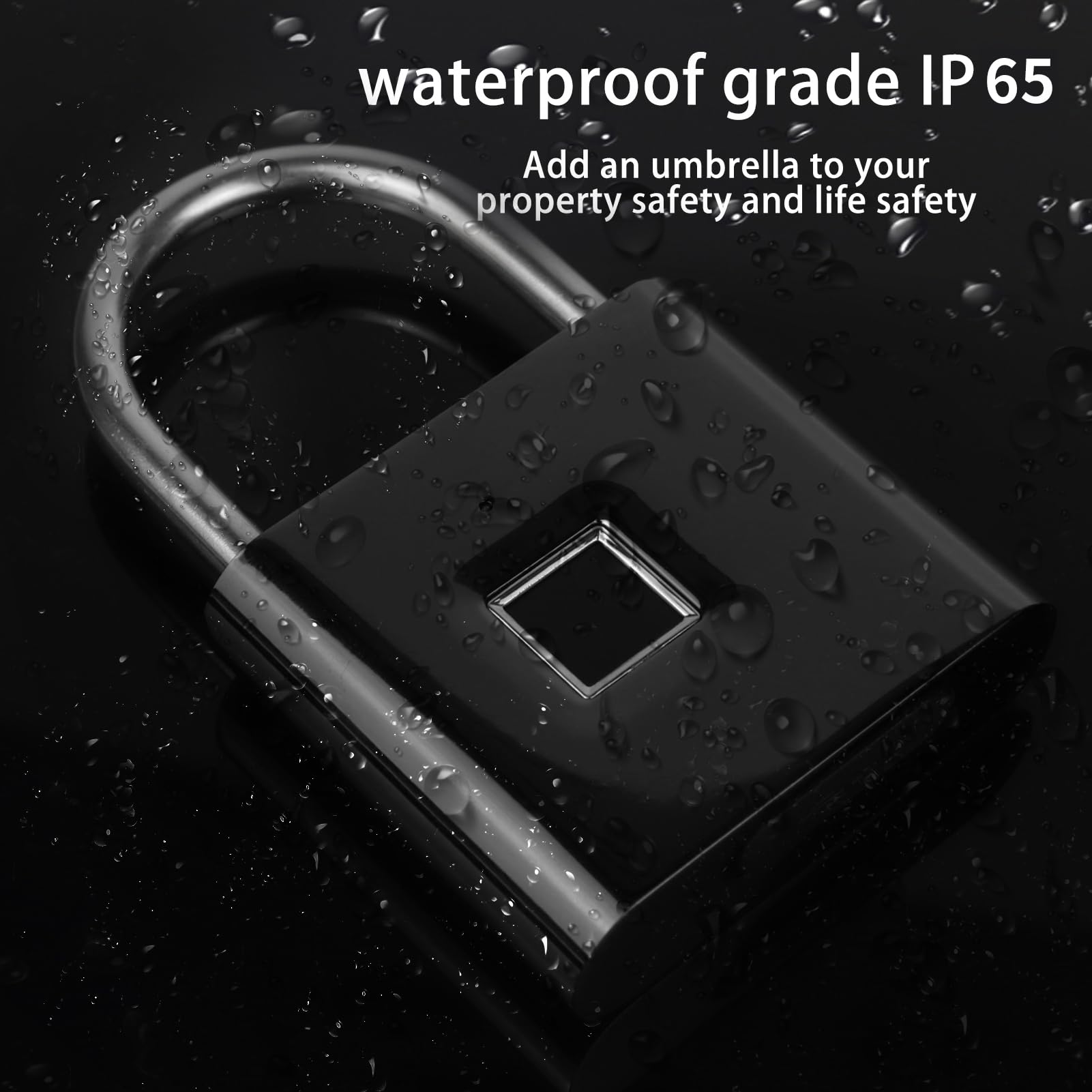 KENRONE Keyless Portable USB Charging Fingerprint Lock SL90 - Smart Digital Padlock for Doors, Lockers & Travel - Quick Unlock, Anti-Theft Security - USB Rechargeable Fingerprint Padlock (Black) - Perfect for Home, Office, Gym Lockers & Luggage Security