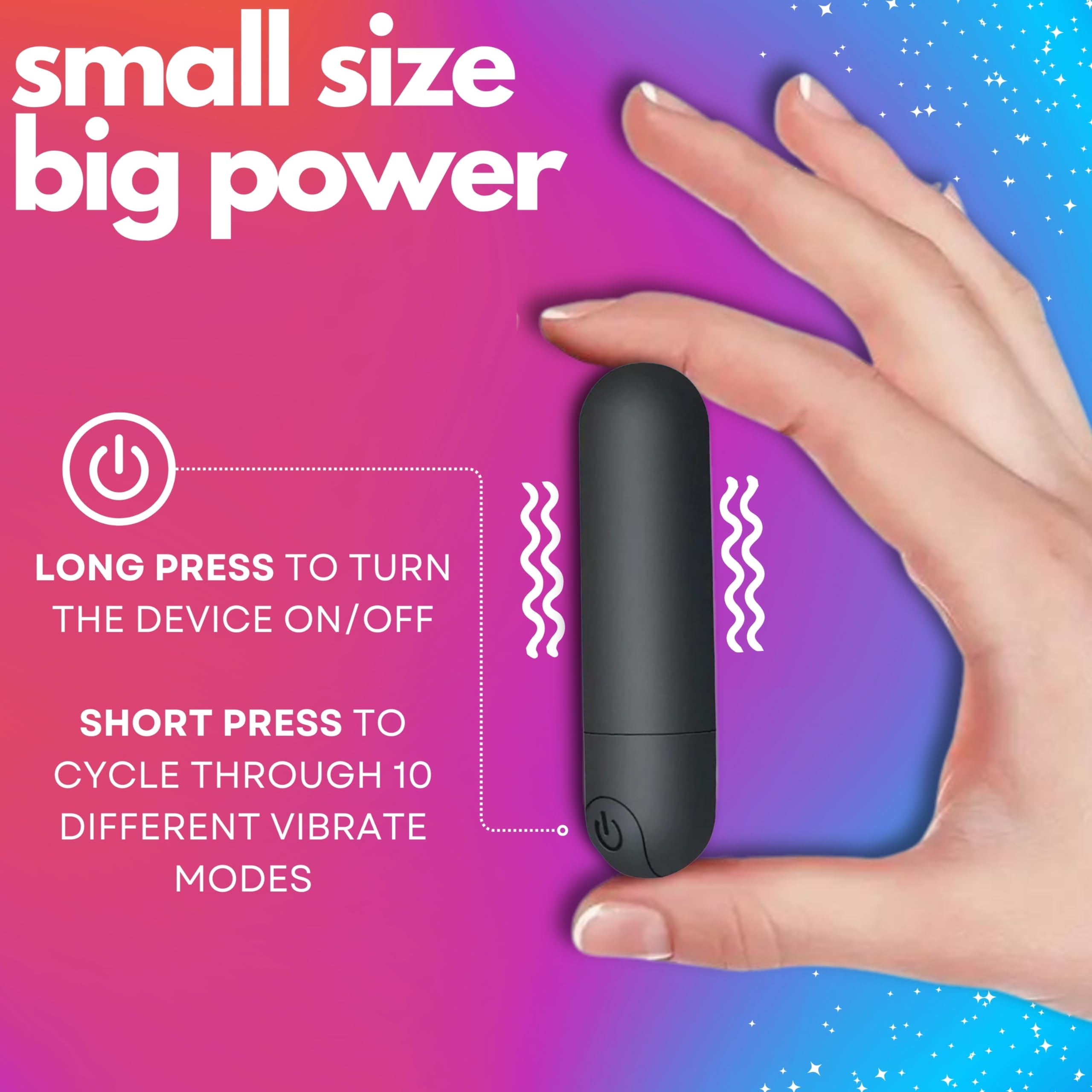 Mini Bullet Vibrator for Women - Waterproof USB Rechargeable Personal Massager with 10 Vibration Modes - Perfect for Clitoral, Nipple & Anal Stimulation - Great Beginner Sex Toy for Solo Play or Couples Use