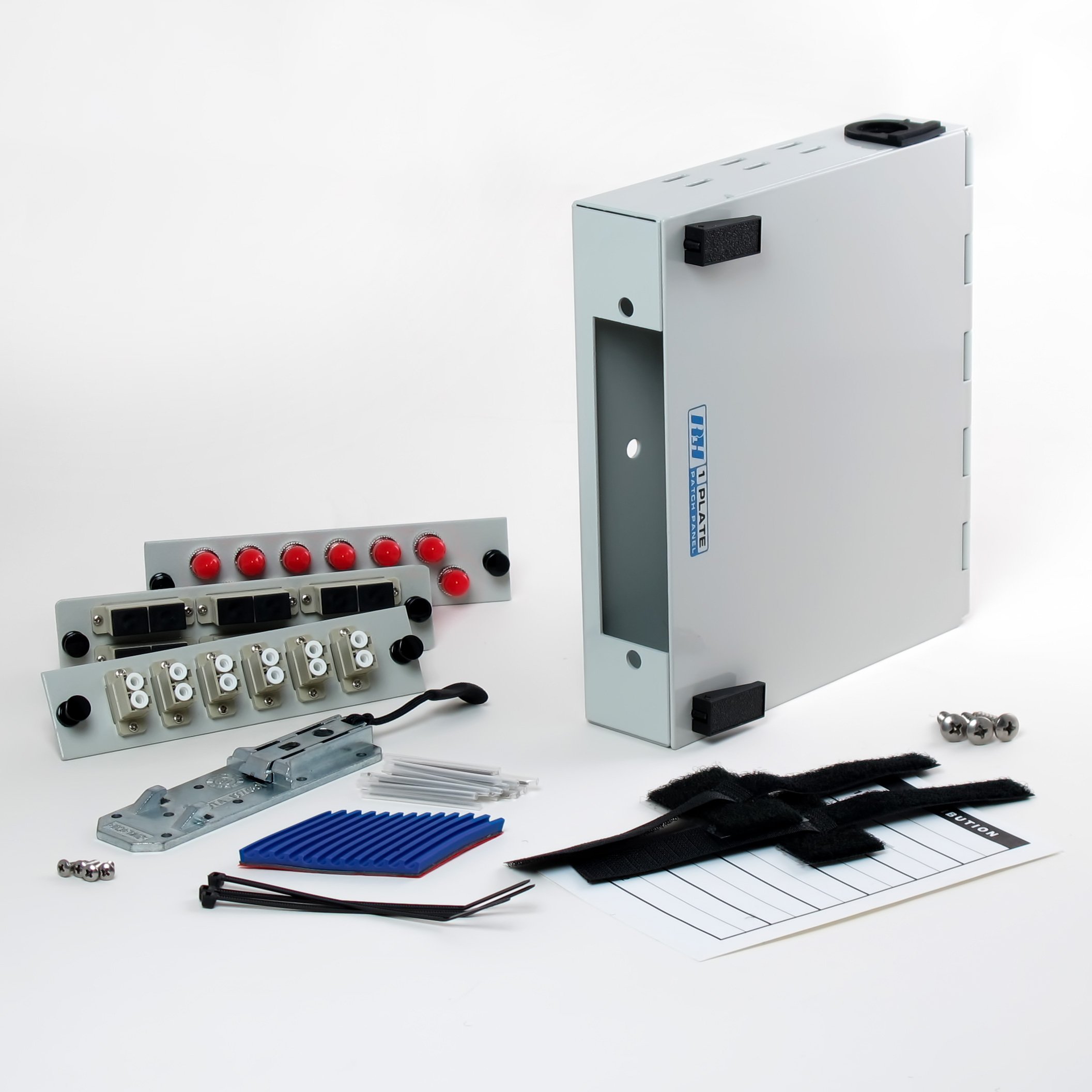 Fiber Optic Patch Panel - Wall Mount or DIN Rail with ST/SC/LC Multimode Adapter Plates | Network Rack & Data Center Cable Management Solution