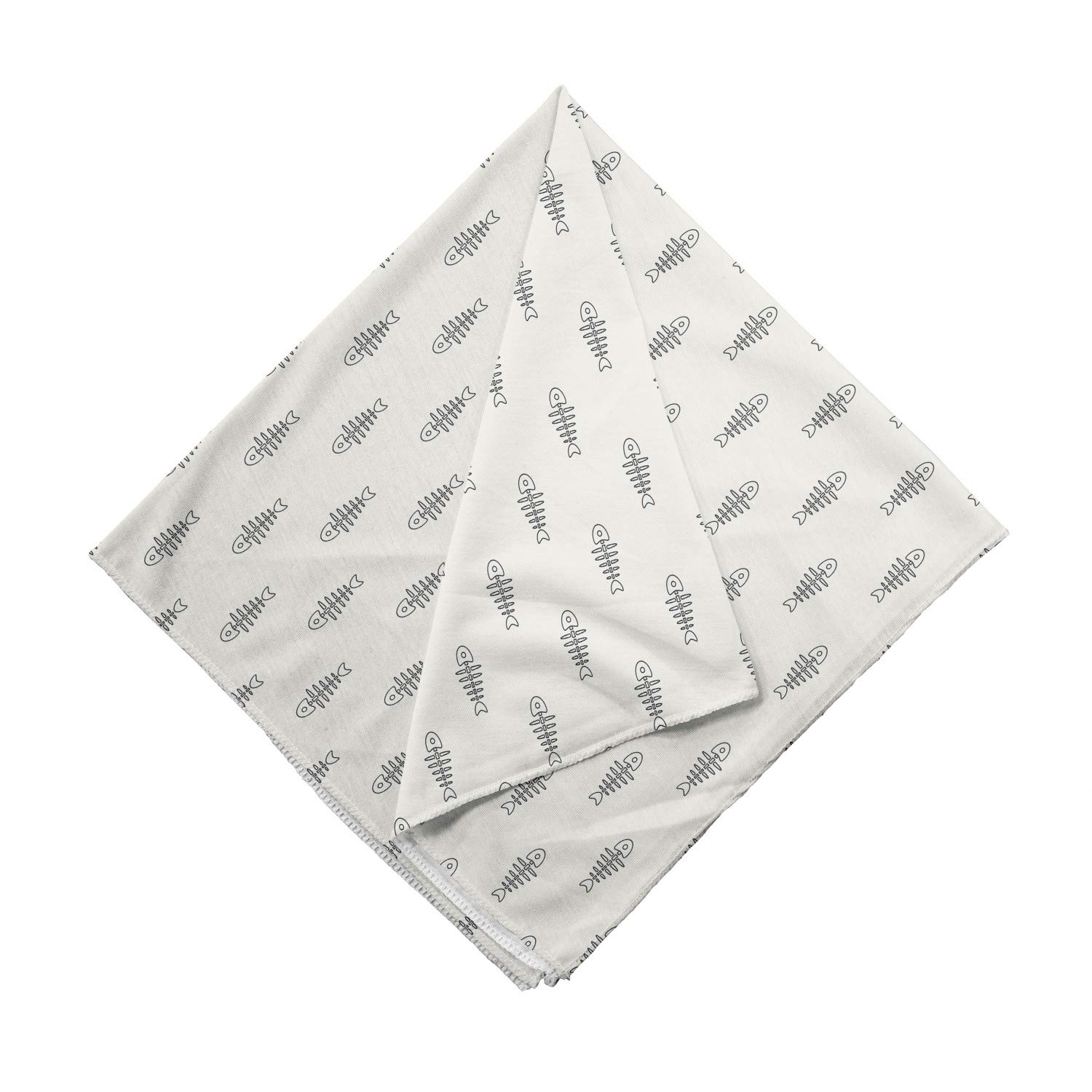 Ambesonne Fish Bandana - Minimalist Fish Bones Skeleton Design - Unisex Head & Neck Scarf for Men & Women - Perfect for Outdoor Activities, Fishing, Hiking, and Beach Trips