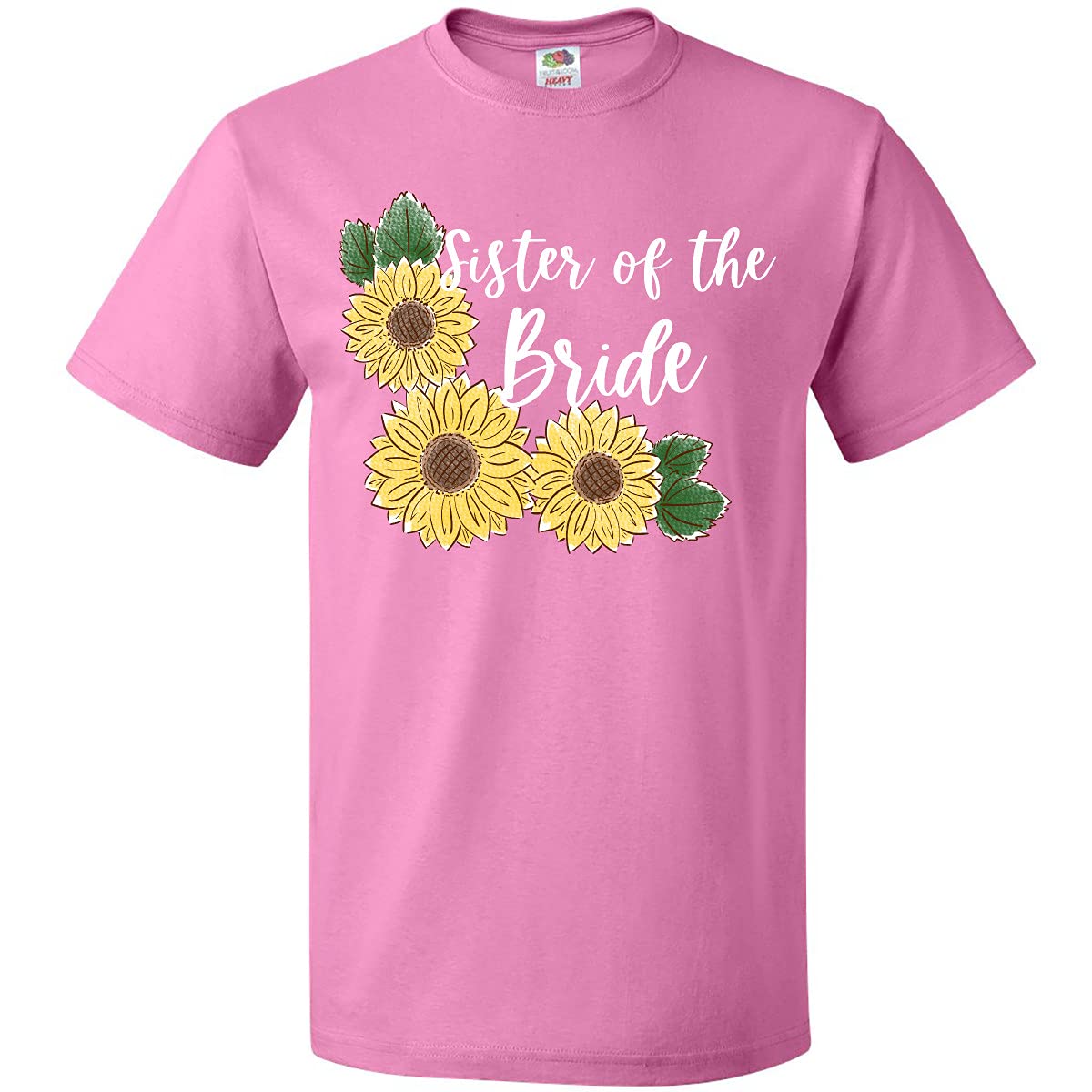 Inktastic Sister of The Bride Sunflower Print T-Shirt - Cute Floral Graphic Tee for Bridesmaids, Bachelorette Party & Wedding Events