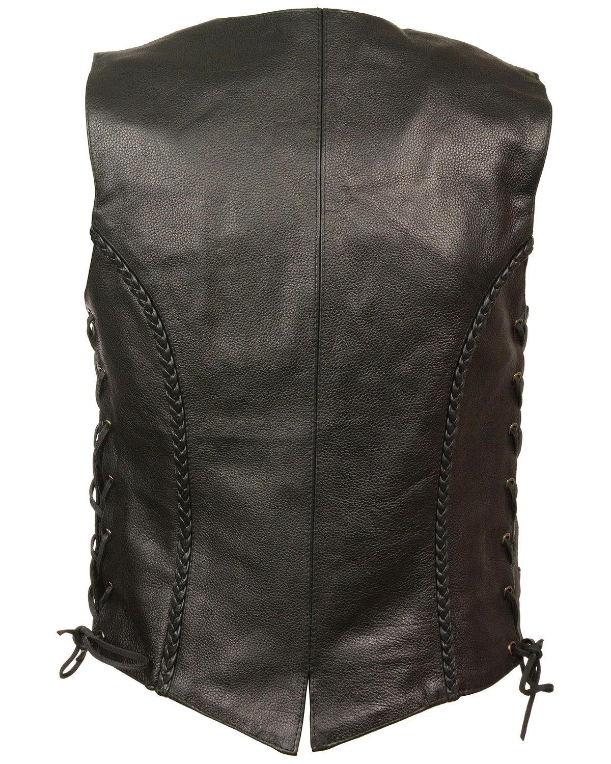 Milwaukee Leather Women's Motorcycle Braided Vest with Adjustable Side Laces ML1255 Black (Small) - Stylish & Comfortable for Riding, Biker Events & Outdoor Adventures