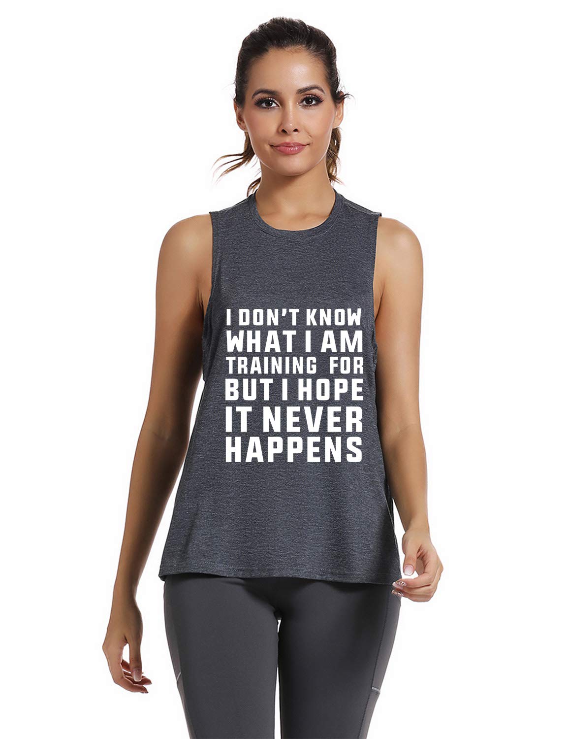 FANNOO Women's Workout Muscle Tank Tops - Funny Saying Sleeveless Gym Shirts for Fitness & Training | Perfect for Yoga, Running & Weightlifting