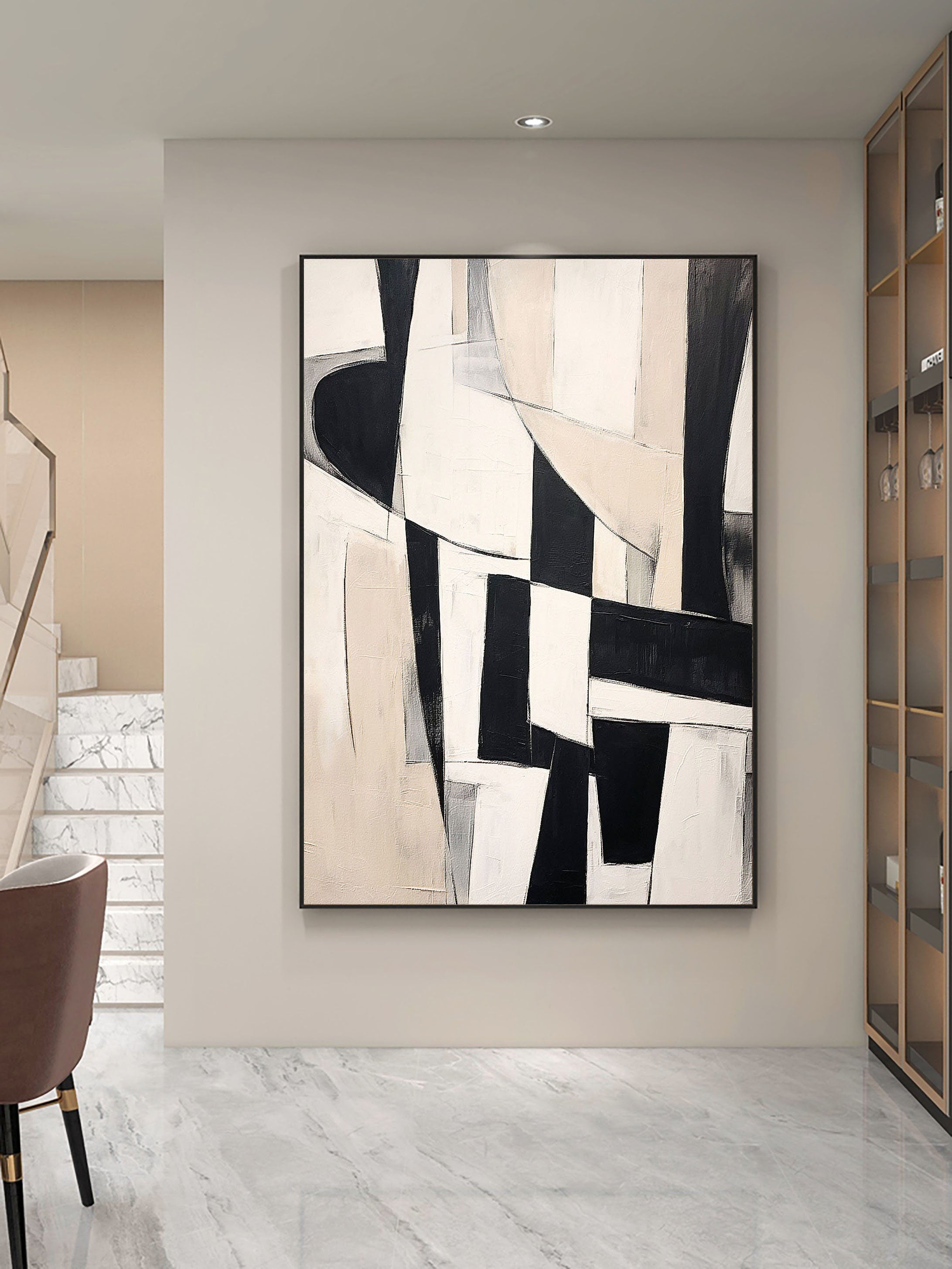 Beige & Brown Abstract Wall Art Print #BB013 - Modern Home Decor for Living Room, Bedroom & Office