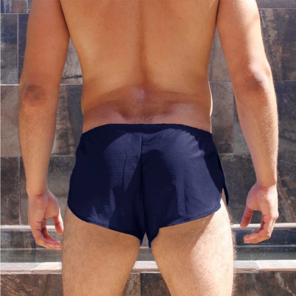 **Men's Athletic Split Side Shorts - Breathable Mesh Workout Shorts for Running, Gym & Sports - Sexy Large Split Sides Design**