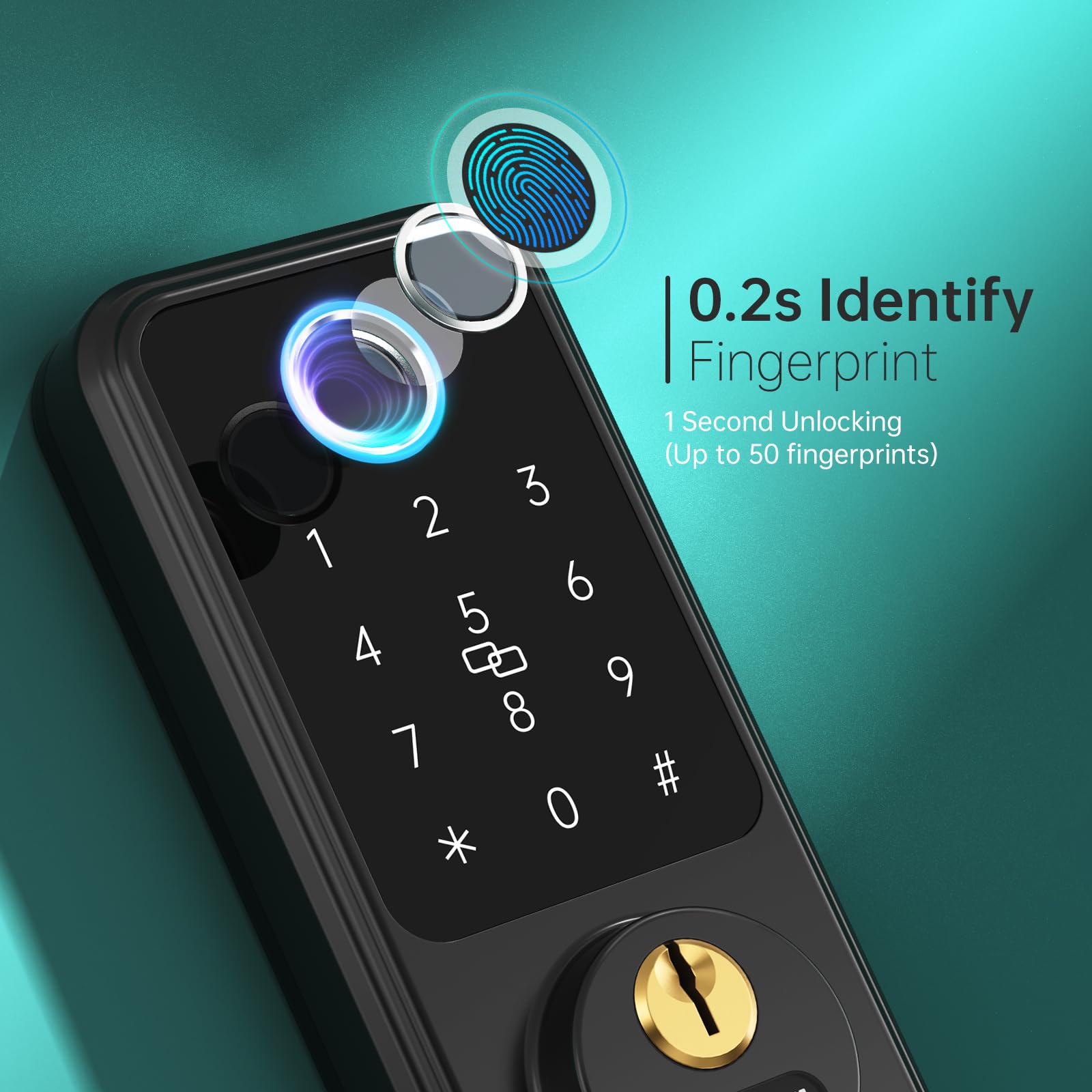 WiFi Smart Door Lock with Alexa & Google Home Compatibility - Keyless Entry Fingerprint Deadbolt - Remote Lock/Unlock via App - Bluetooth Smart Lock with Auto Lock & IC Card Access - Perfect for Home, Office & Vacation Rentals