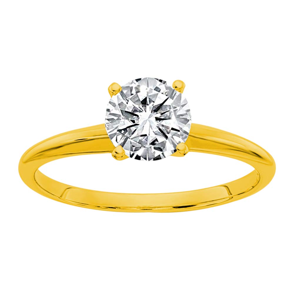 14K Yellow Gold GIA Certified Diamond Solitaire Engagement Ring - F Color, SI2 Clarity (0.18ct to 1ct) | Elegant Proposal & Wedding Jewelry for Her