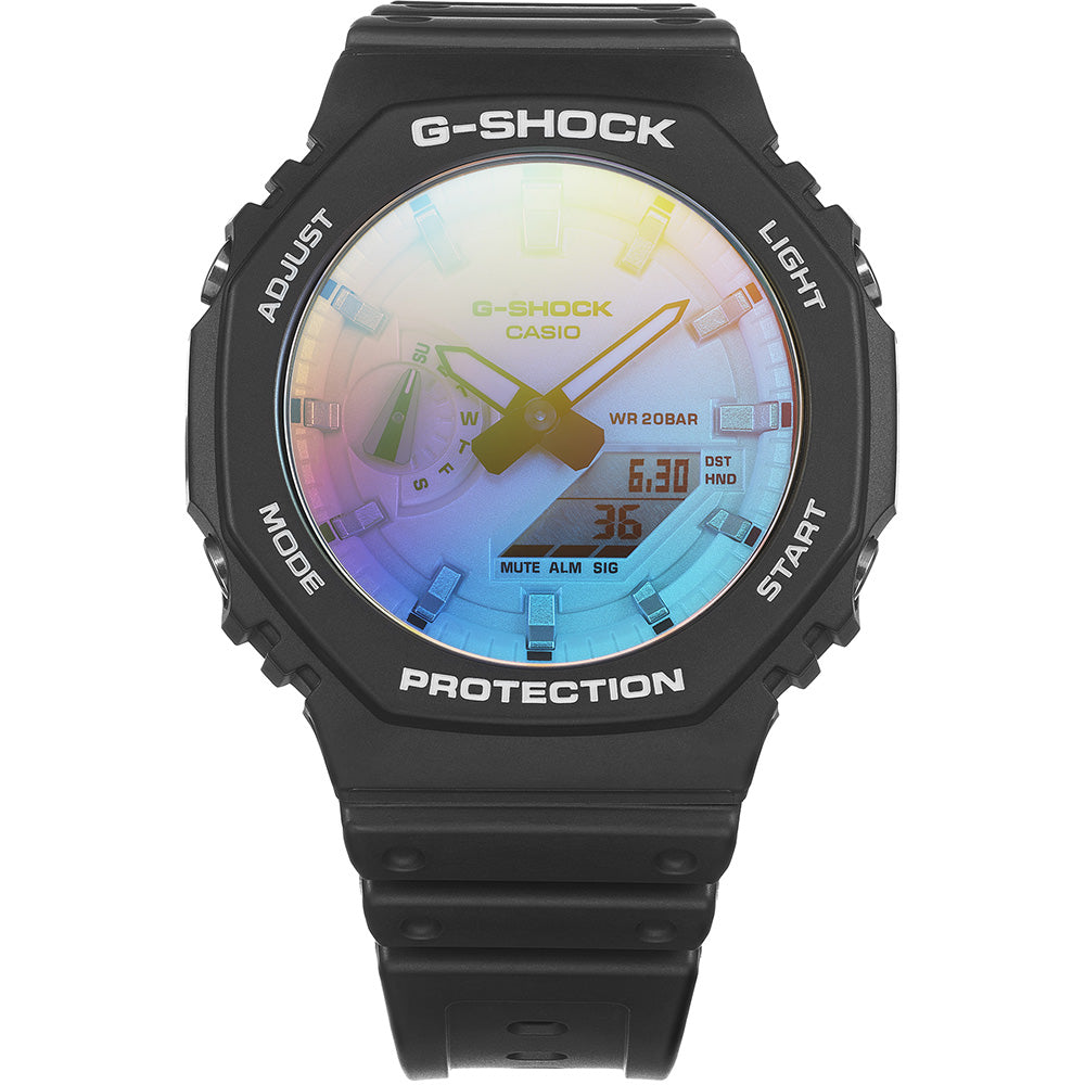 G Shock GA2100SR 1A Iridescent Digital Watch for Men - Waterproof & Shock Resistant - Perfect for Outdoor Sports, Hiking and Everyday Wear
