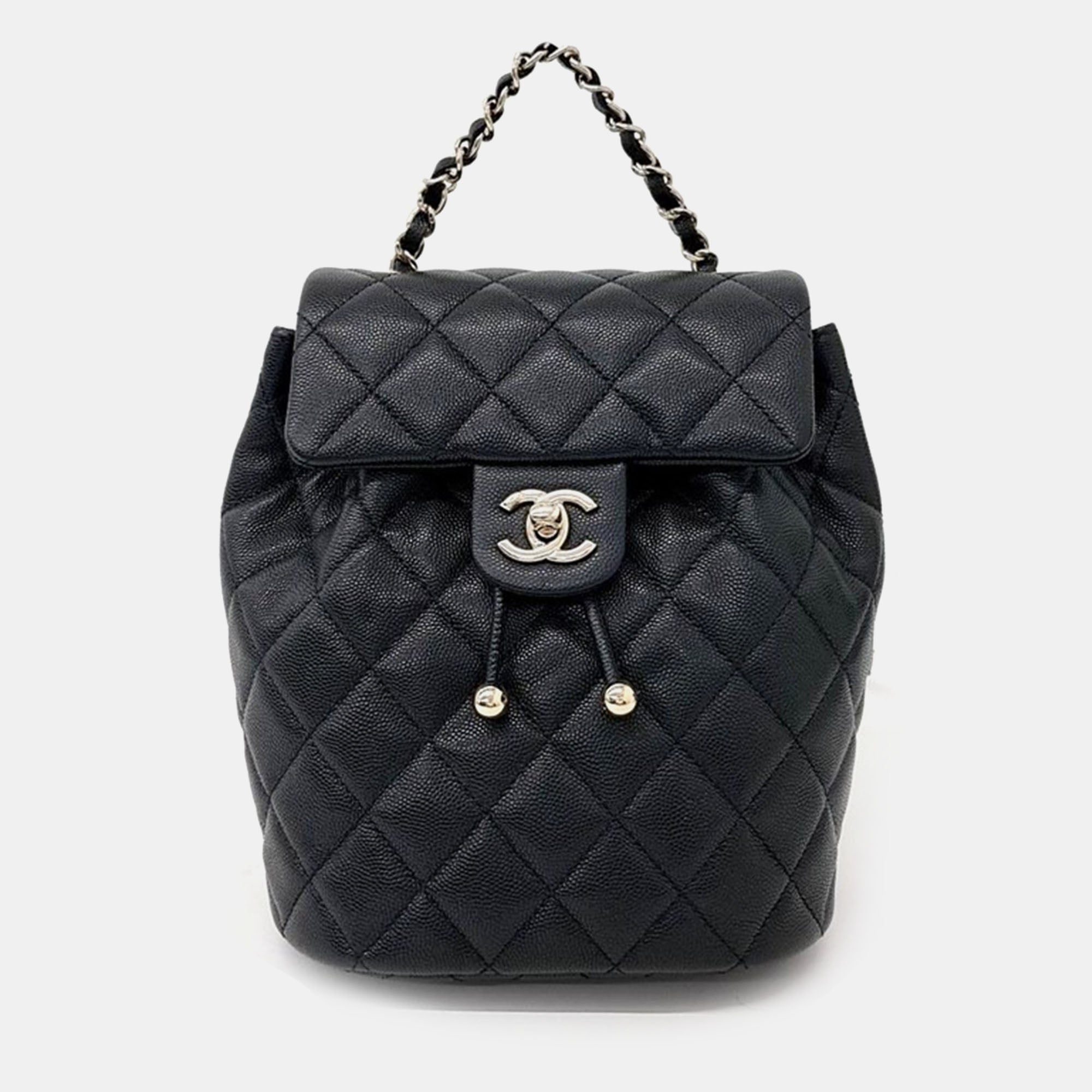Premium Black Caviar Leather Backpack for Men & Women - Stylish Urban Commuter Laptop Bag for Work, Travel & College - Water-Resistant & Durable Everyday Carry Backpack
