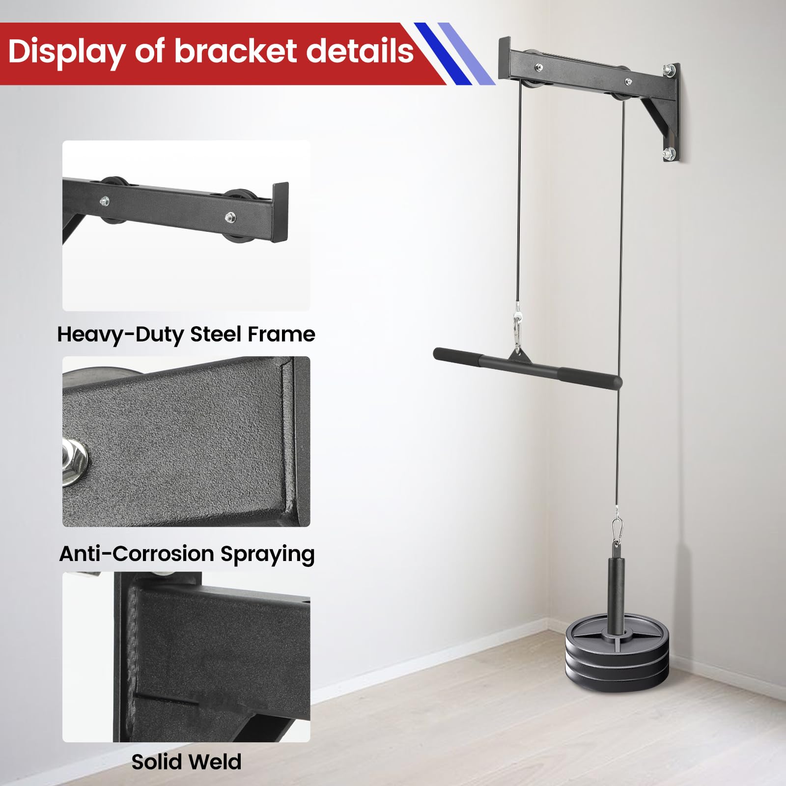Heavy Duty Cable Pulley System for Home Gym - LAT Pull Down Machine & Weight Pulley System - Compatible with Smith Machine, Power Cage, Rack - Perfect for Strength Training & Muscle Building Workouts