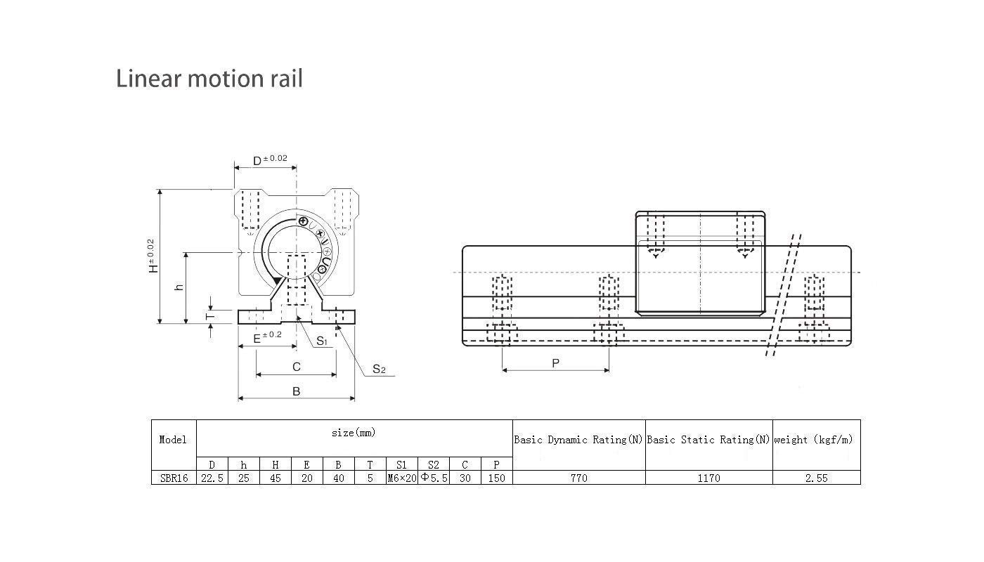 SBR16 Linear Rail Guide Kit - 4Pcs 300mm (11.81