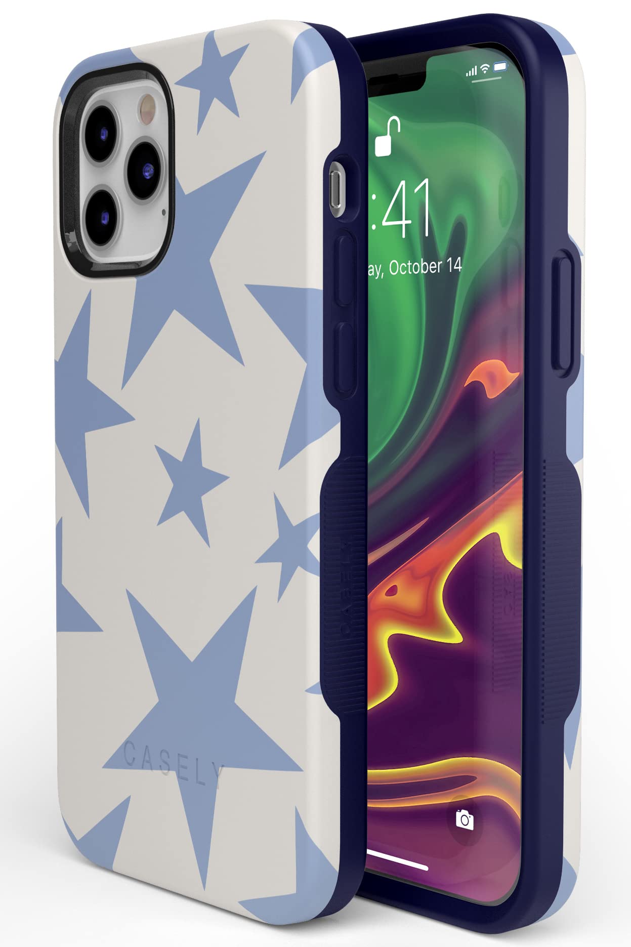Casely iPhone 12/12 Pro Case with MagSafe - Stars Align Blue & White Protective Cover | Shockproof Slim Design for Everyday Use | Perfect for Work, Travel & Outdoor Activities
