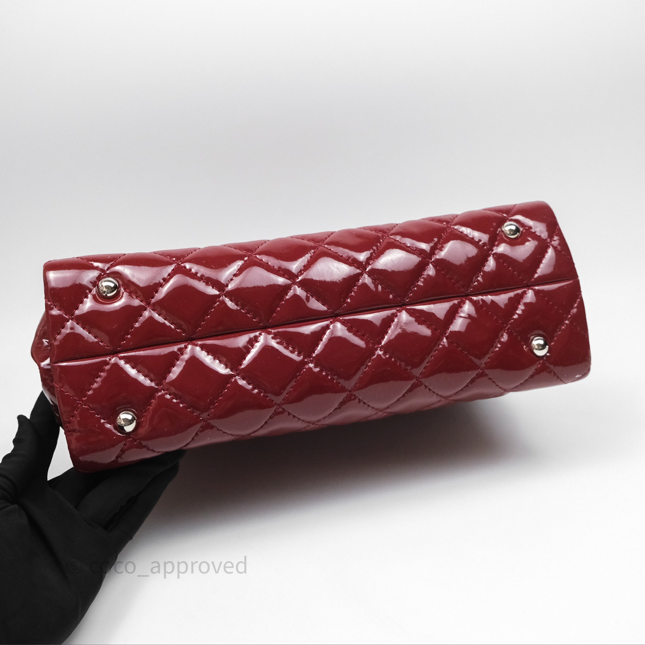 Chanel CC Shopping Tote Bag in Red Patent Leather with Silver Hardware - Perfect for Work, Travel & Everyday Luxury