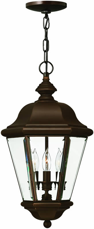 11W Clifton Park 3-Light Outdoor Pendant Light Fixture in Copper Bronze Finish - Perfect for Porch, Patio, and Deck Lighting