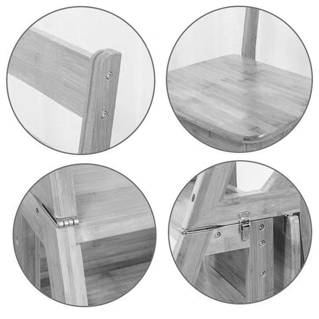 Multifunctional 4-Tier Solid Wood Folding Step Stool for Adults - White | Kitchen Step Ladder, Bathroom Helper, Living Room Furniture & Bedroom Storage Solution