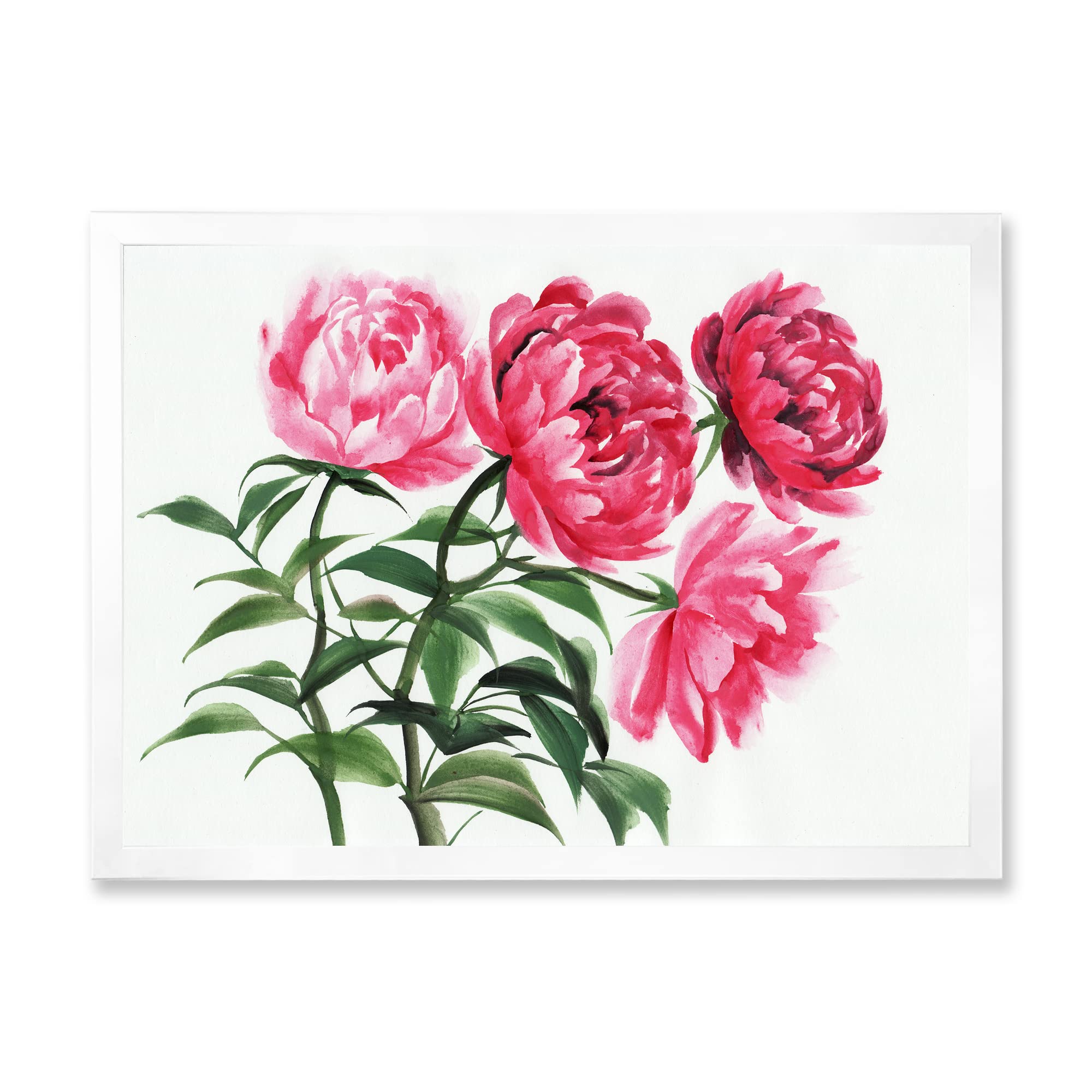 Vintage Pink Peonies Framed Wall Art - Traditional Floral Home Decor for Living Room, Bedroom & Office