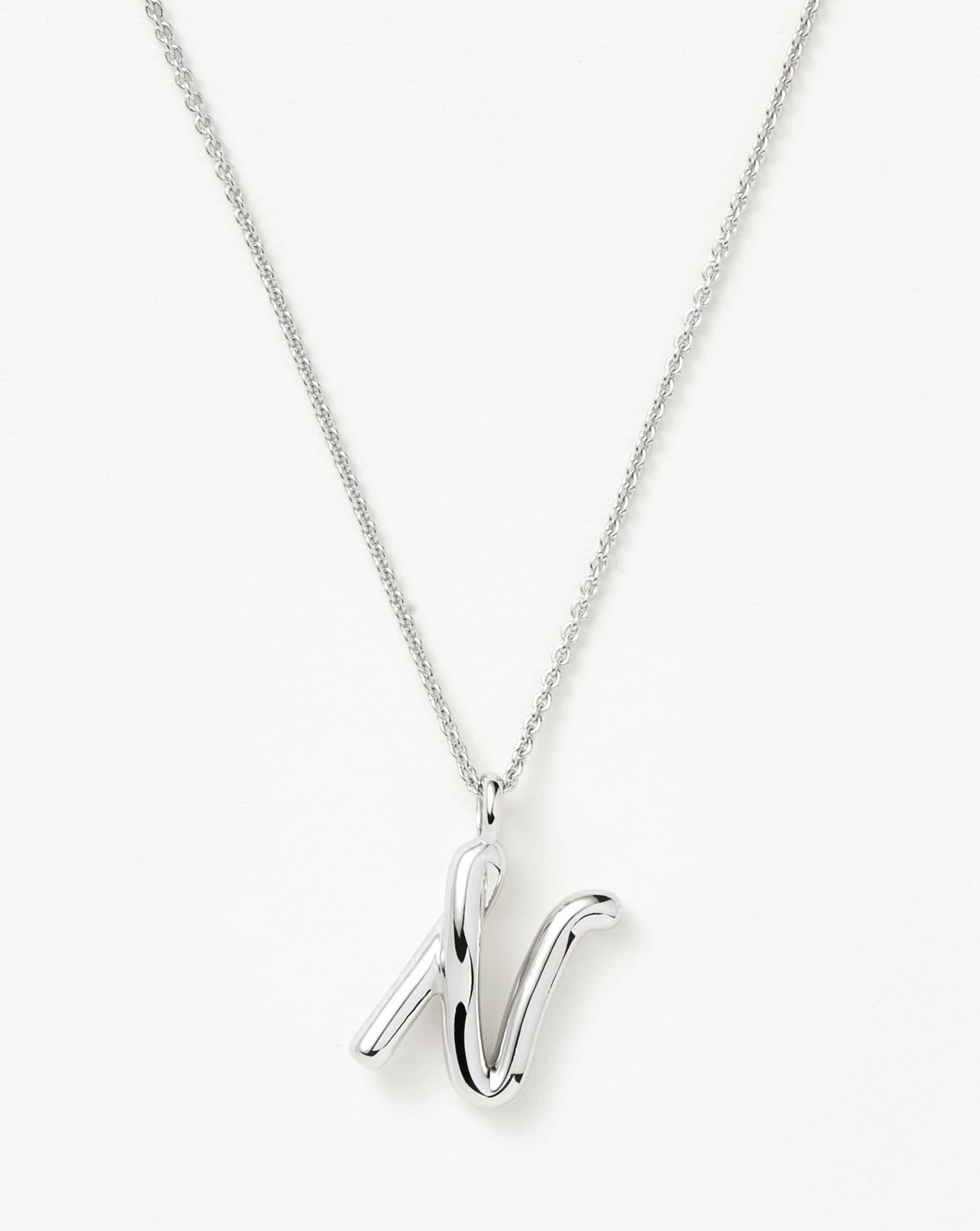 Personalized Sterling Silver Curly Molten Initial Pendant Necklace - Perfect Gift for Birthdays, Anniversaries & Special Occasions