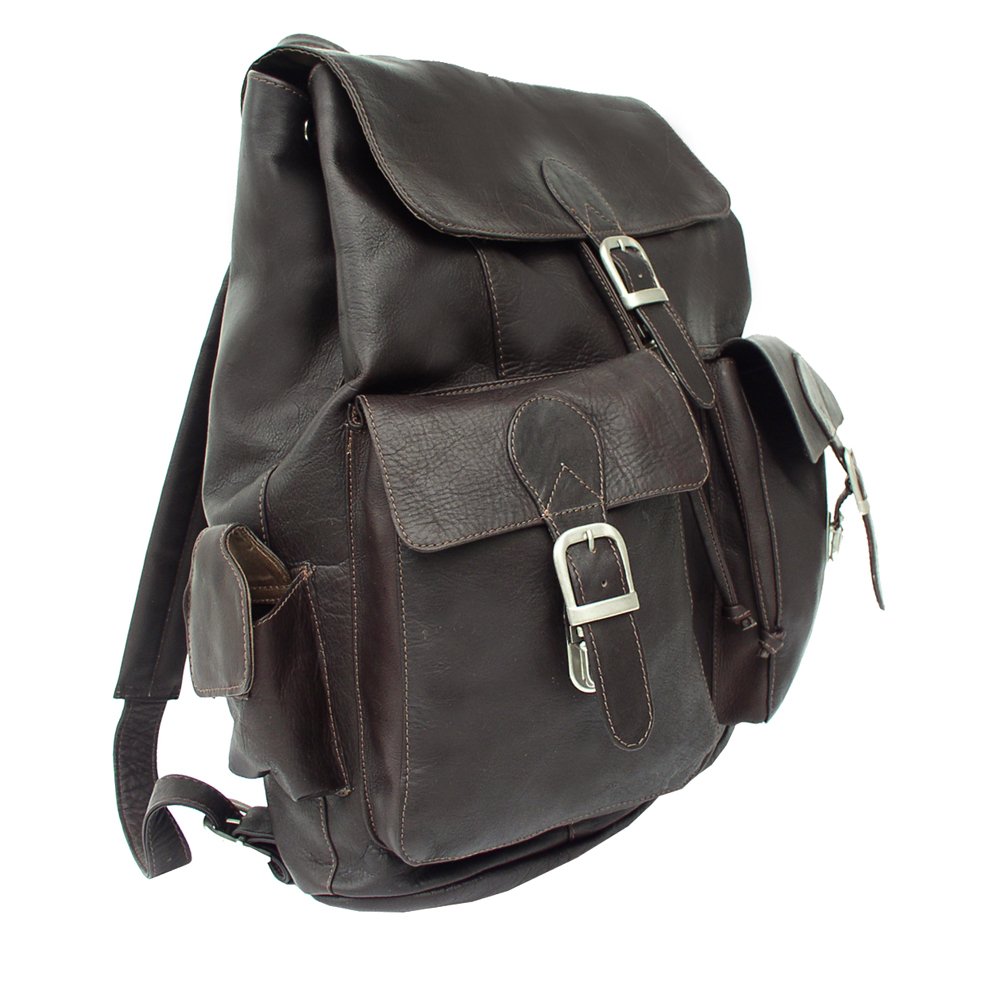 Large Bucket-Flap Backpack for Women & Men - Durable Chocolate Brown Laptop Backpack for Travel, Work & School - Stylish One Size Fits All Daypack