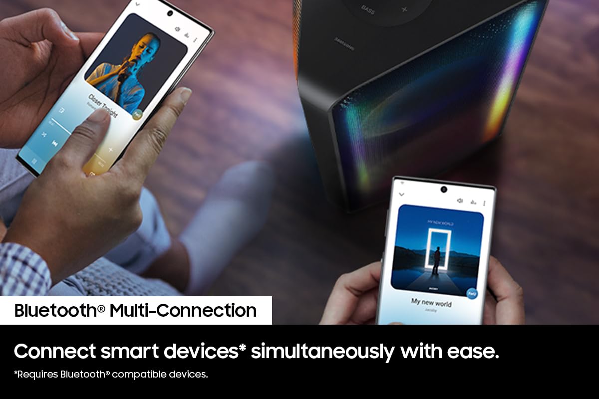 SAMSUNG MX-ST5CB High Power Wireless Bluetooth Sound Tower Speaker - 400W RMS, Deep Bass, Party, Outdoor, Home Theater (2022 Model) - Perfect for Backyard Parties, DJ Events & Home Audio Systems