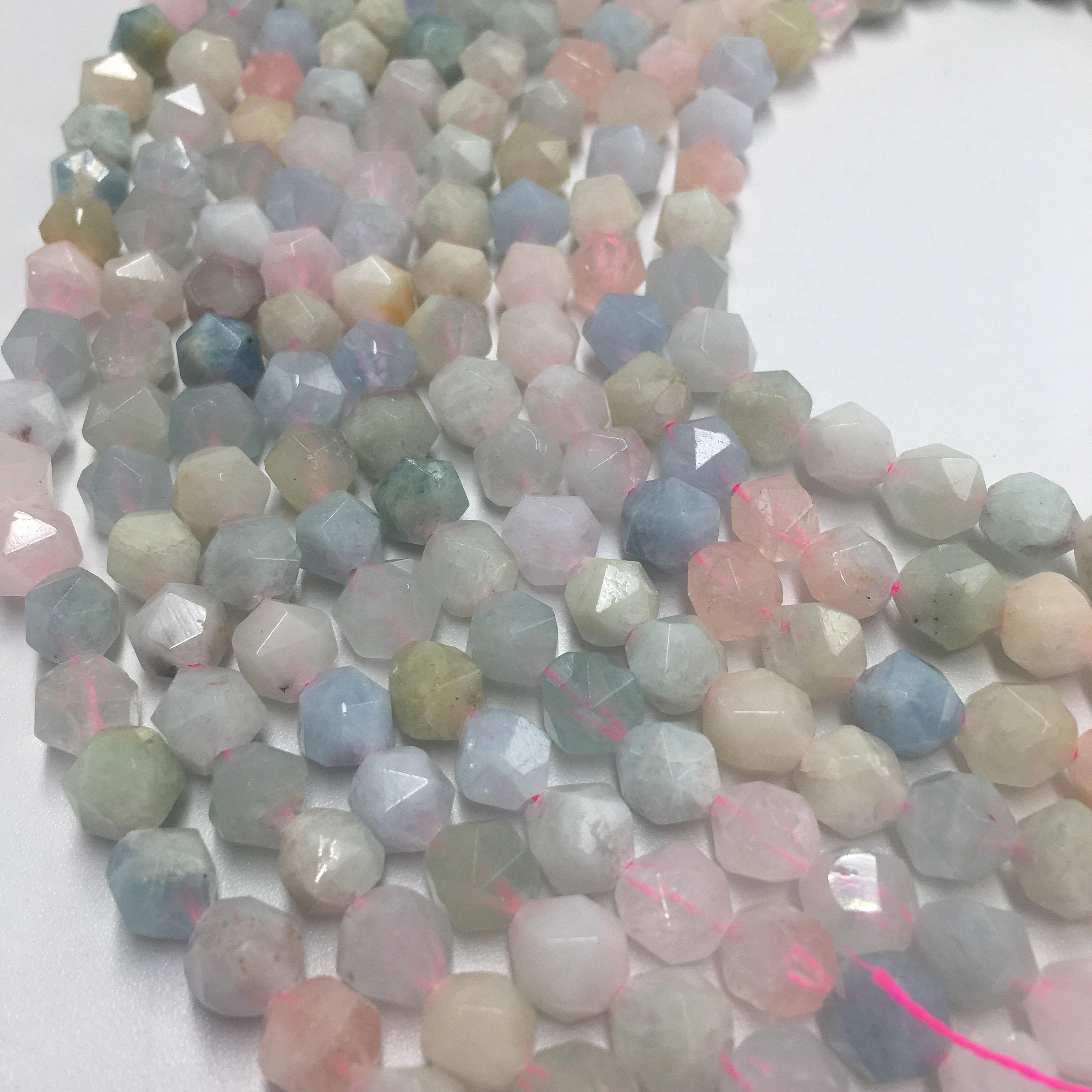 15.5 Inch Morganite Pink Faceted Star Cut Beads 8mm - DIY Jewelry Making, Necklace & Bracelet Crafting Supplies for Women