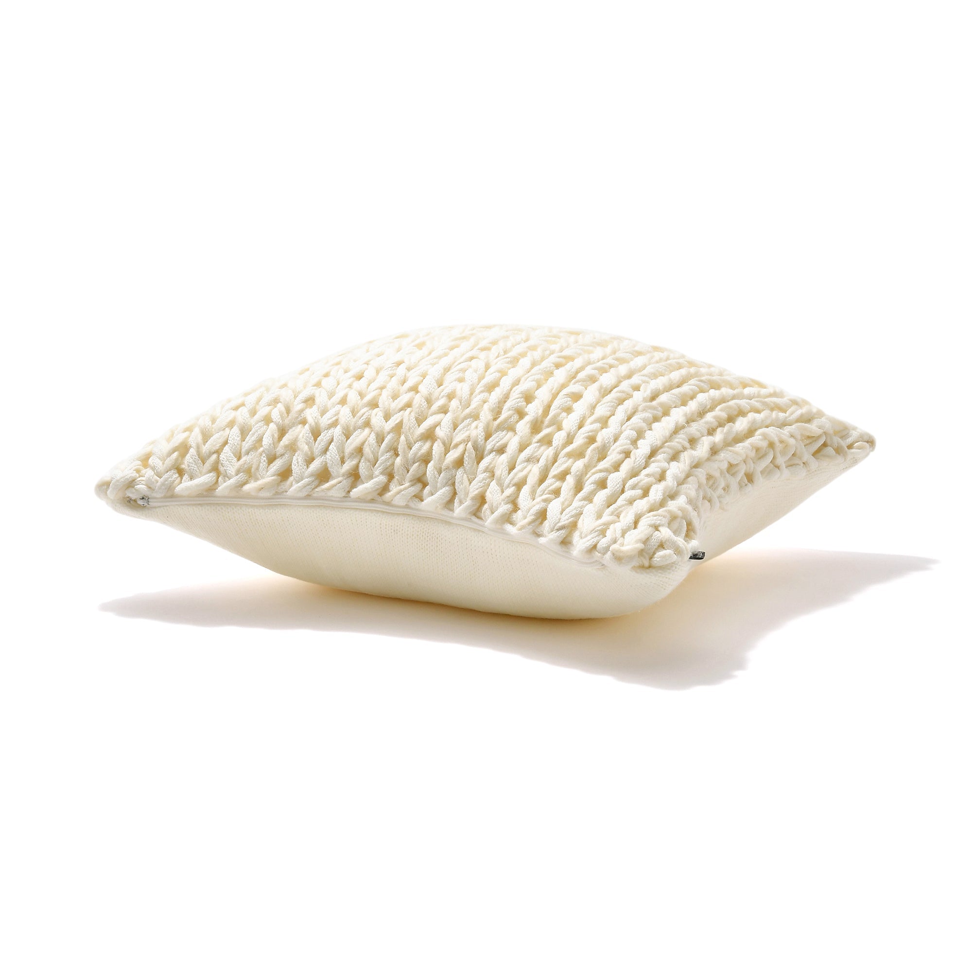 Soft Knit Mohair-Like Cushion Cover 45x45cm - White & Ivory - Cozy Home Decor for Living Room, Bedroom, or Nursery