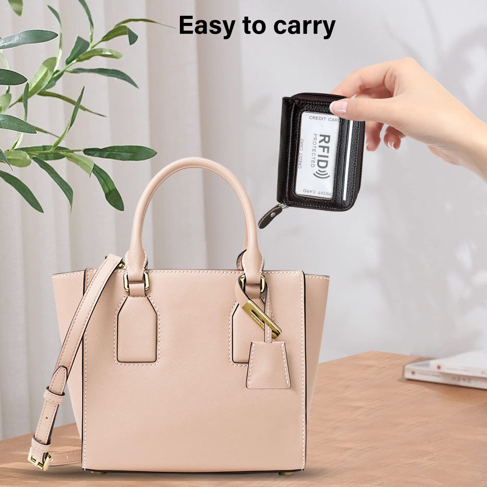 RFID Blocking Genuine Leather Credit Card Holder - Secure Travel Wallet for Men & Women (Coffee Brown) | Protect Cards from Digital Theft | Perfect for Airport Security, Business Trips & Daily Use