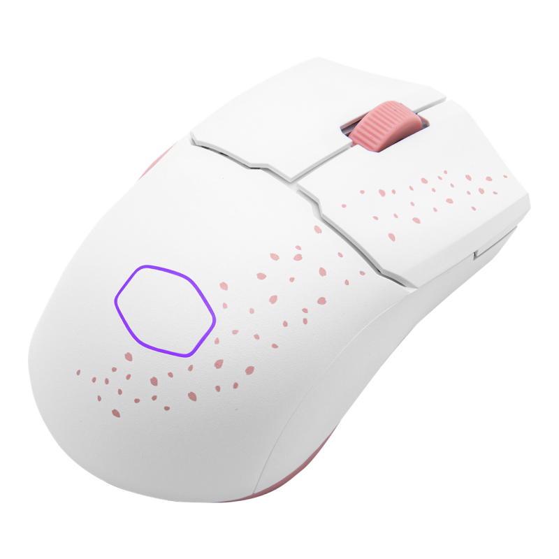 Cooler Master MM712 Wireless RGB Gaming Mouse - Lightweight Honeycomb Design, 8000 DPI, 60H Battery Life - Perfect for FPS, MOBA & Esports Gaming (Sakura Pink)