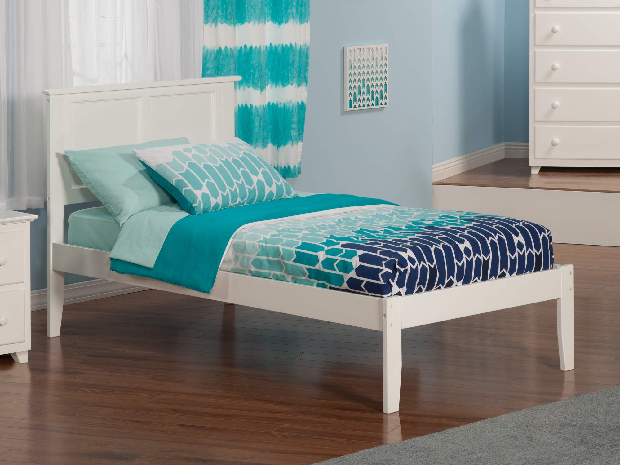 AFI Madison Twin Platform Bed Frame with USB Charging Ports - Modern Minimalist Wooden Bed for Small Spaces, Kids & Teens Room, Dormitory, Apartment