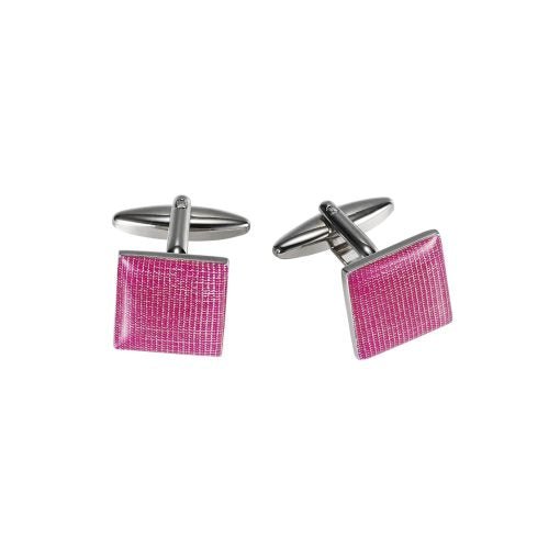 Elegant Rhodium Plated Pink Cufflinks for Men - Perfect for Weddings, Business Attire & Formal Occasions