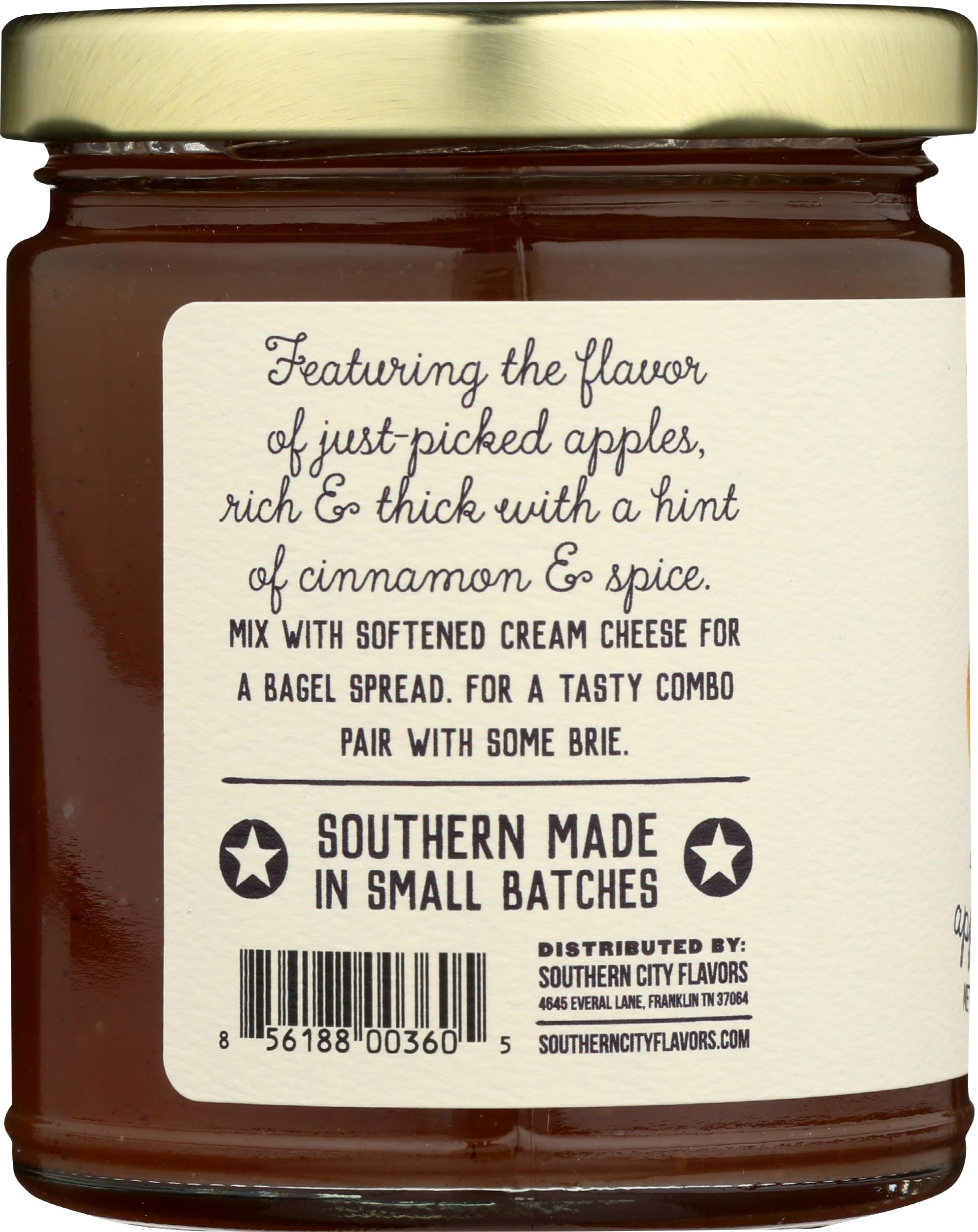 Premium Southern City Flavors Apple Butter - 10 oz Jar, Gluten-Free & All-Natural Spread for Toast, Pancakes & Baking | Perfect for Breakfast, Snacks & Homemade Desserts