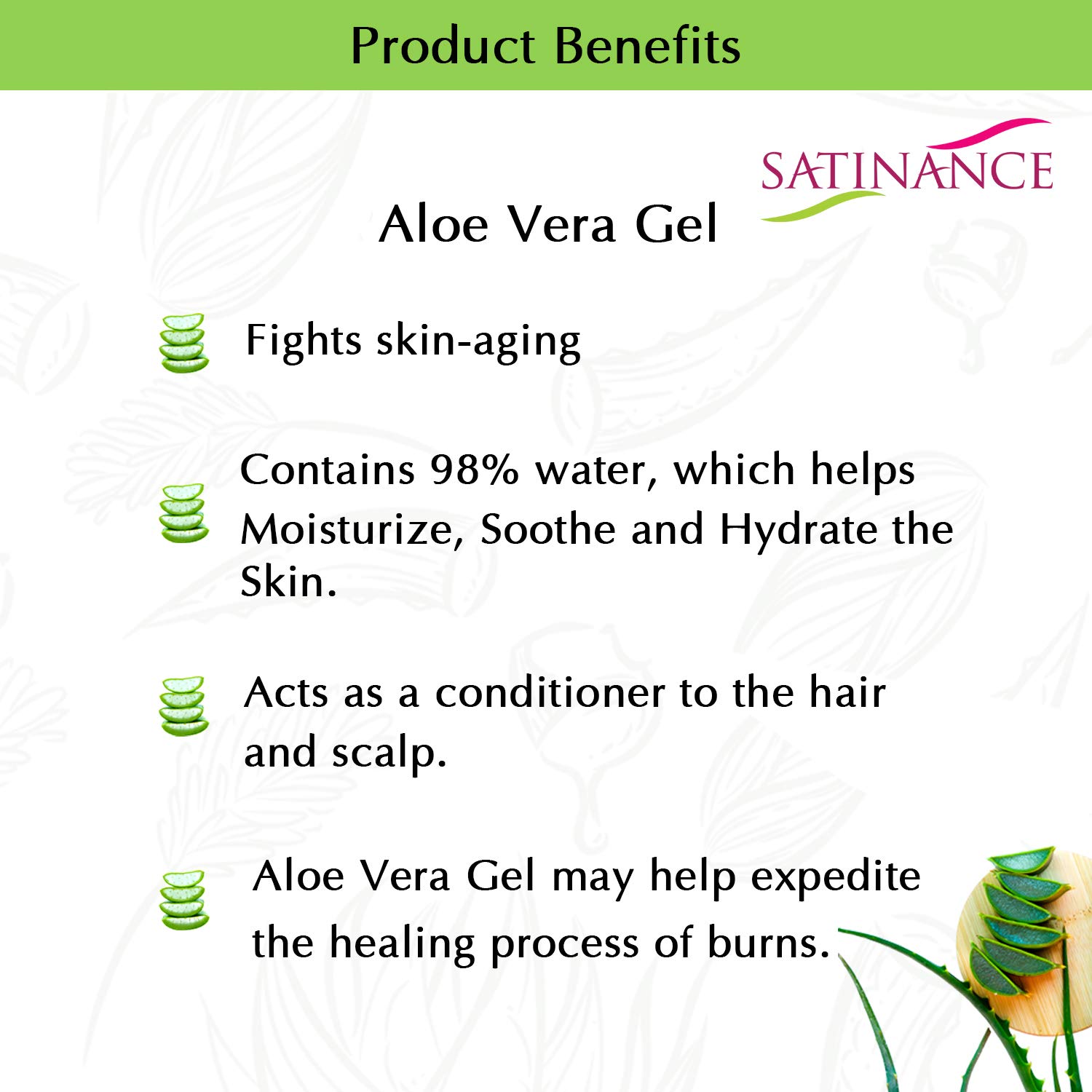 SATINANCE 100% Pure Aloe Vera Gel for Face & Hair - 100g, 2-Pack | Natural Hydrating Moisturizer for Acne, Dark Circles & Dry Skin | Soothing Sunburn Relief & Hair Care | Perfect for Daily Skincare & Post-Workout Recovery