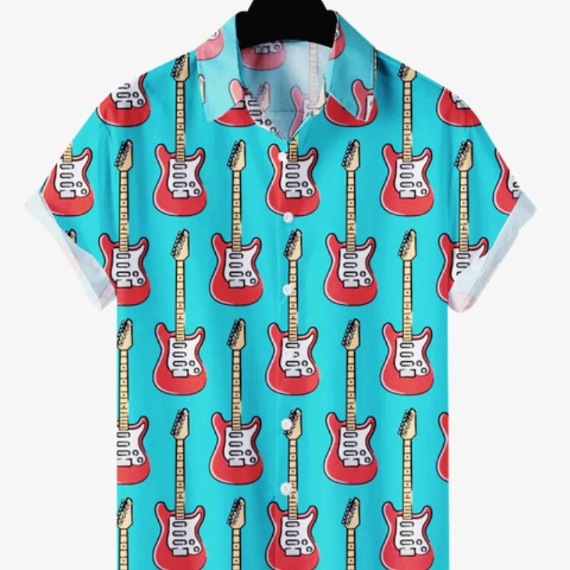 Men's Boho Patchwork Shirt for Festival & Party Outfits | Casual Summer Hippie Style Shirt for Music Festivals & Beach Vacations