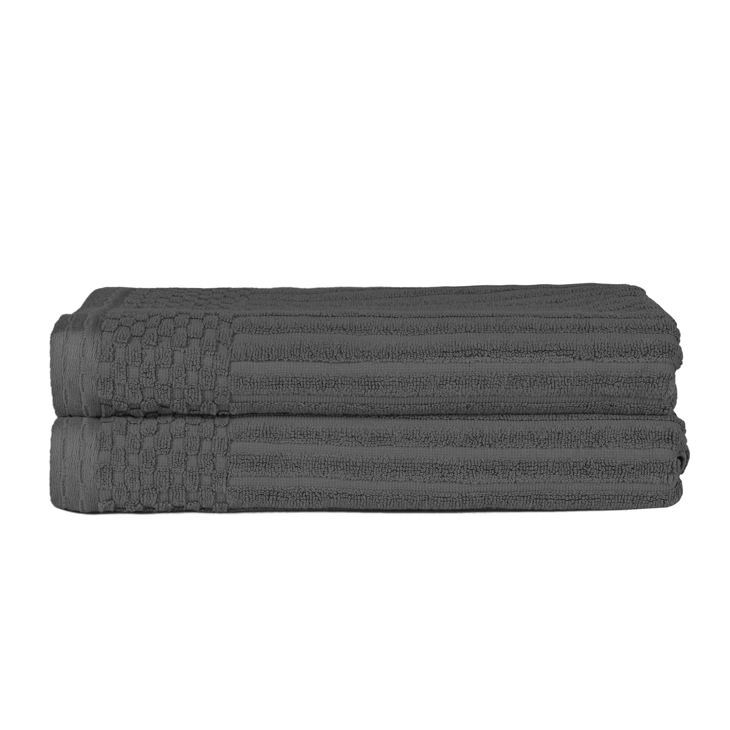 Premium Cotton Ribbed Textured Bath Towel Set - Ultra Absorbent 2-Piece Towel Collection for Spa, Bath & Luxury Home Use