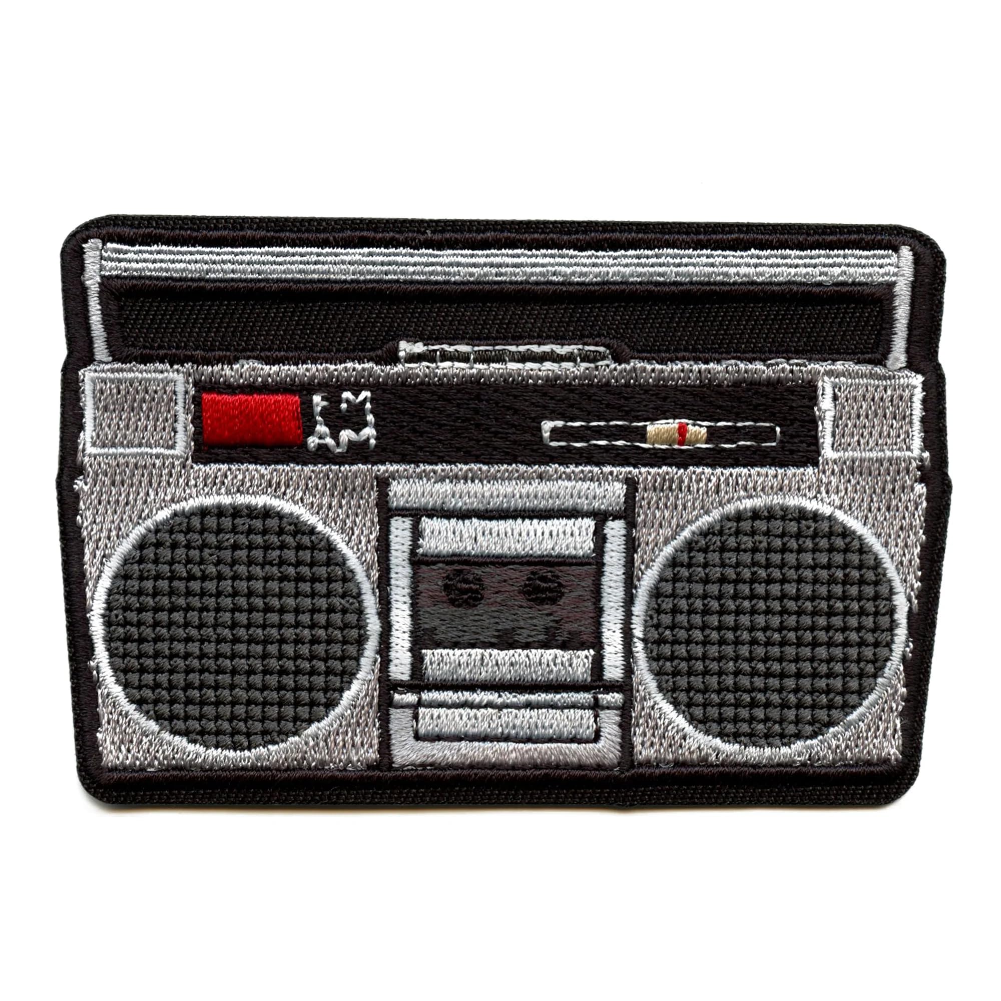 Vintage Retro Boombox Stereo Player Embroidered Iron On Patch - Perfect for DIY Jackets, Jeans, Bags & Denim Customization