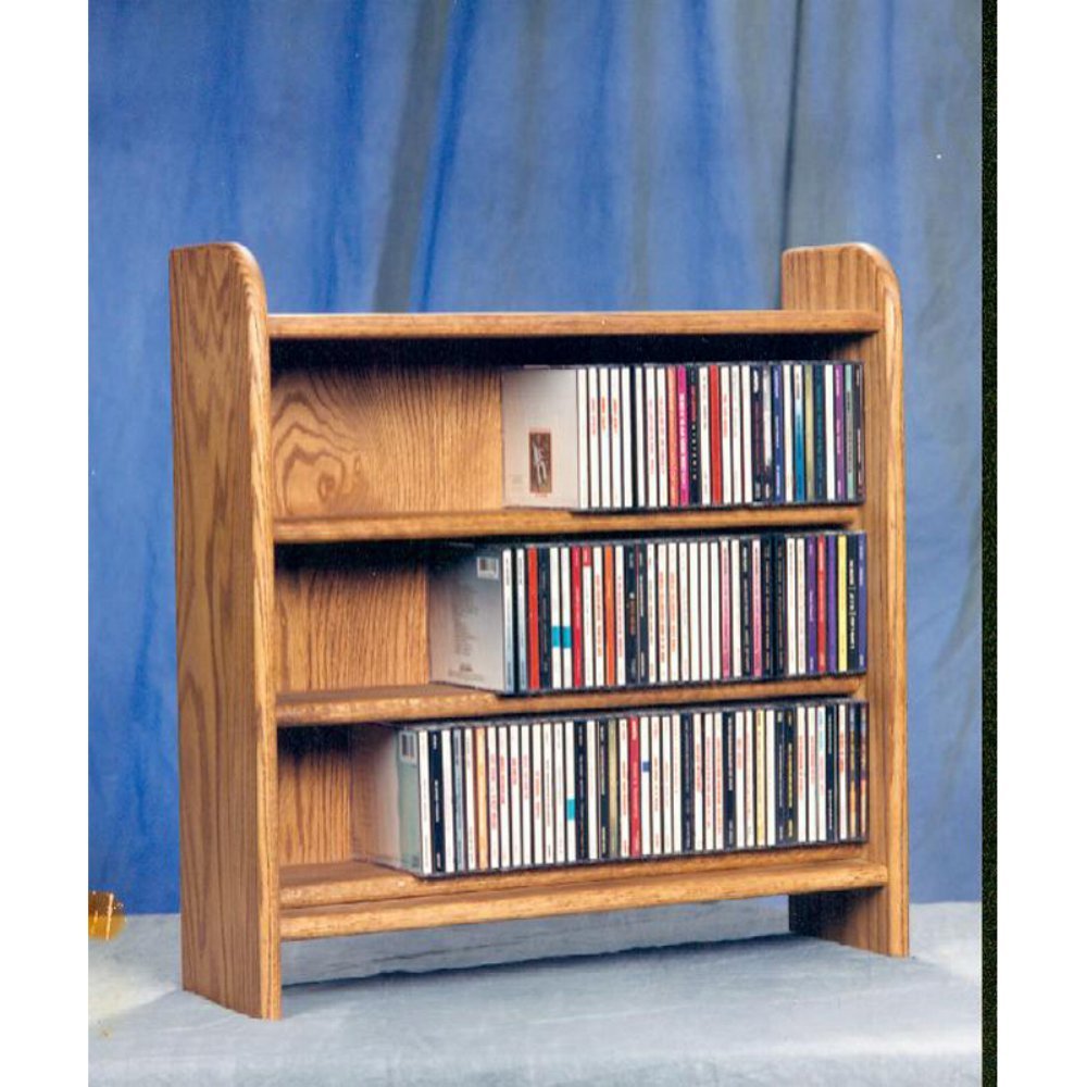 Solid Oak 3-Shelf Media Storage Cabinet - The Wood Shed CD/DVD Organizer for Living Room, Office & Home Entertainment Center