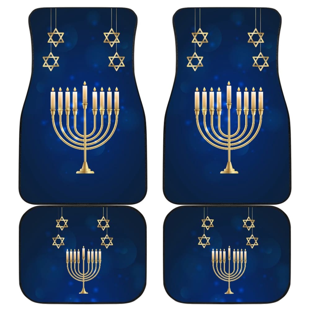 Premium Hanukkah Themed Car Floor Mats - Non-Slip, Durable & Easy to Clean - Perfect for Holiday Decorations & Winter Car Protection
