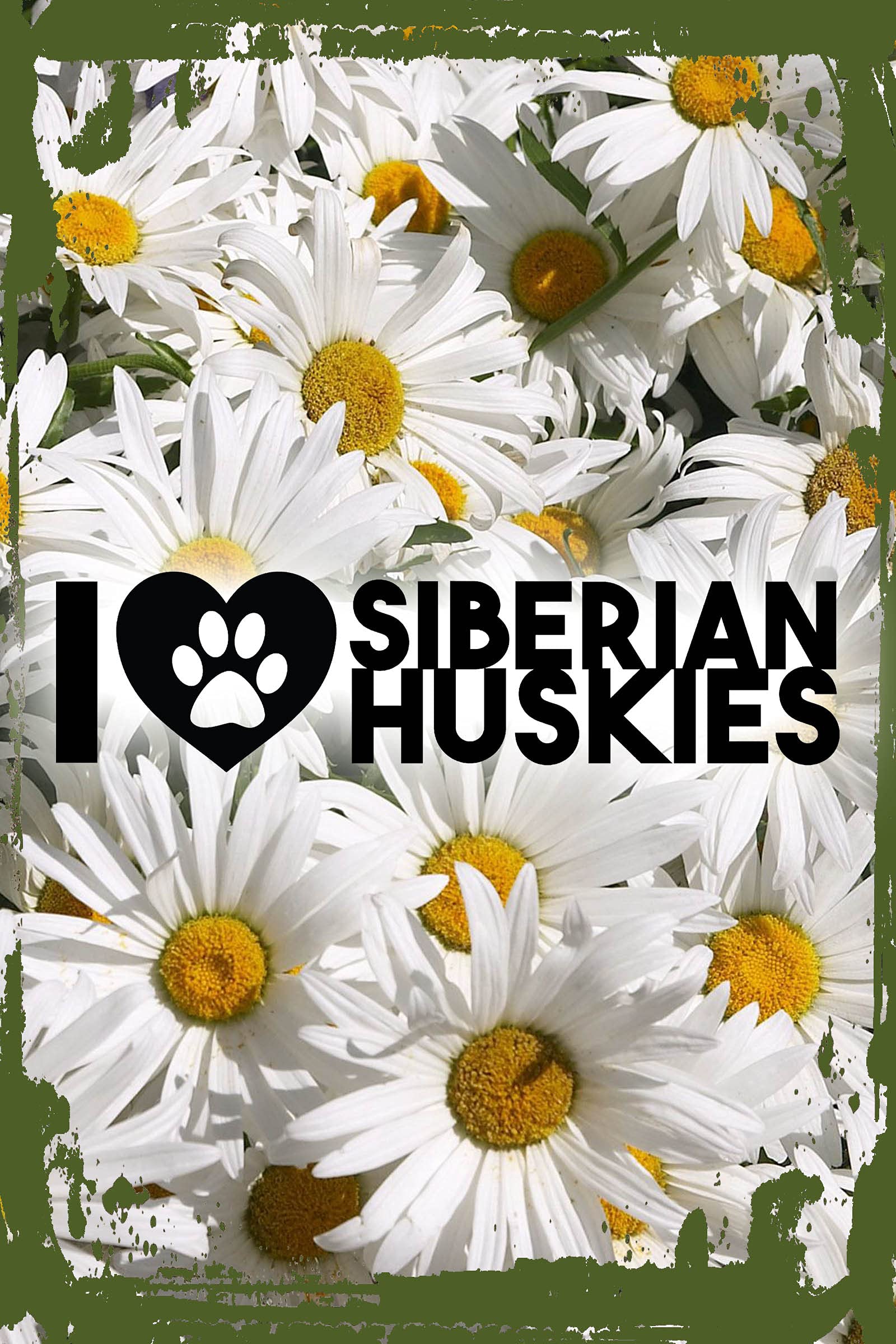 Daisy Flower Wall Art with Siberian Husky Design - Heart Dog Lovers Gift, Animal Paw Print Hanging Sign, 8x12 Inch Home Decor for Pet Owners - Perfect for Living Room, Bedroom, or Dog Lover's Gift
