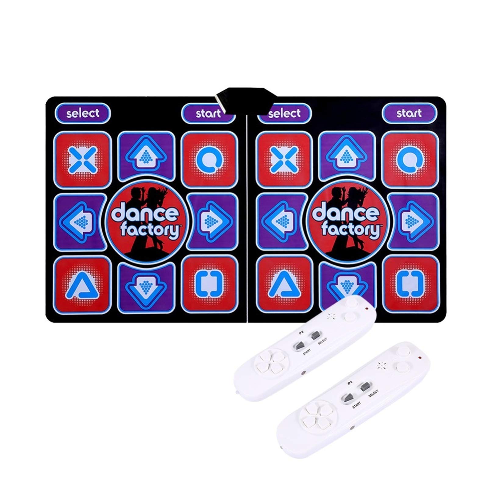 Qgg Double Dancing Mat with Handle Controller - Foldable Dance Pads for Kids & Adults, TF Card Compatible Dance Machine for Fitness & Fun | Perfect for Home Parties, Gym Workouts & Family Entertainment